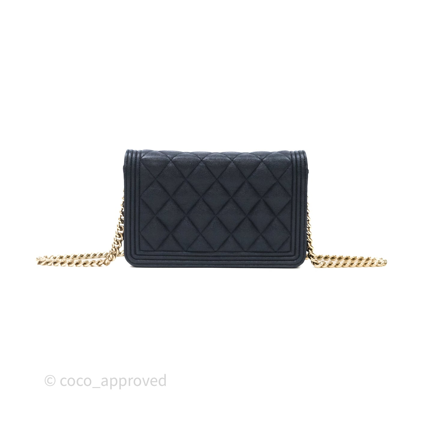 Chanel Boy Wallet on Chain Navy Caviar Light Gold Hardware