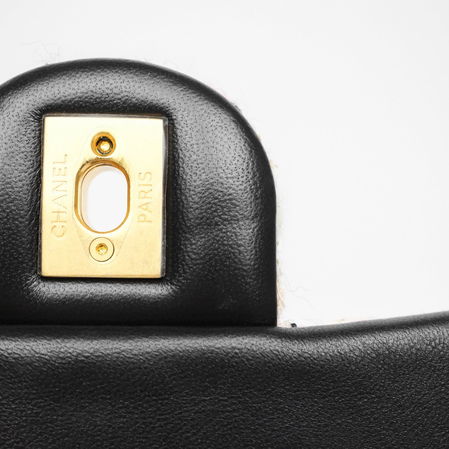 Chanel Pearl Crush Mini Square Pink/ White/ Black Tweed Aged Gold Hardware