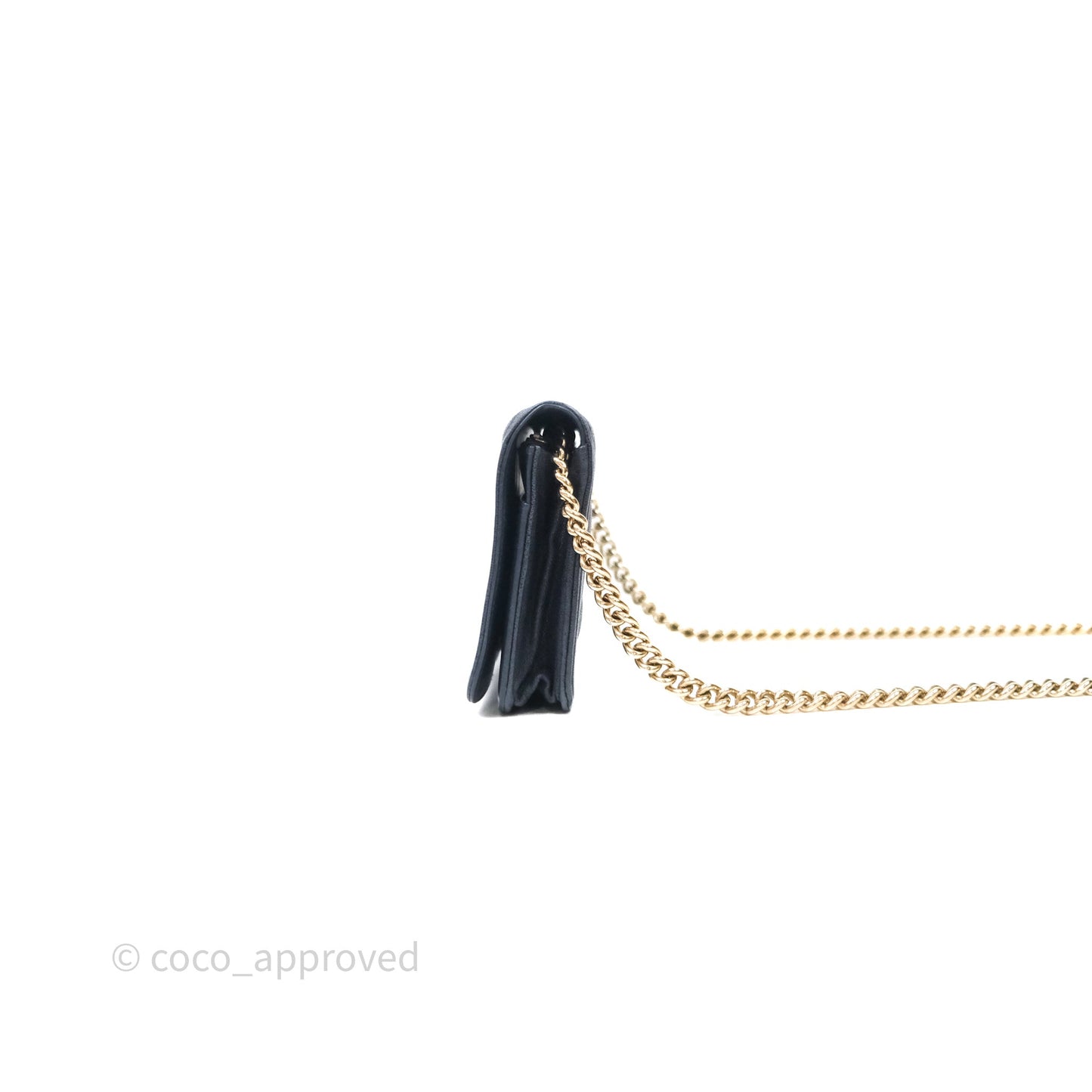 Chanel Boy Wallet on Chain Navy Caviar Light Gold Hardware