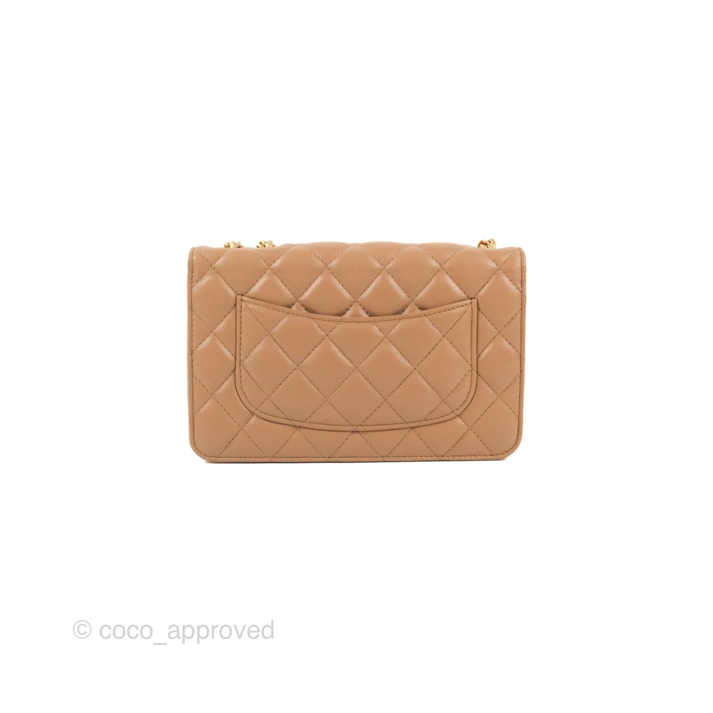 Chanel Quilted Wallet on Chain WOC Adjustable Chain Beige Lambskin Aged Gold Hardware 22K