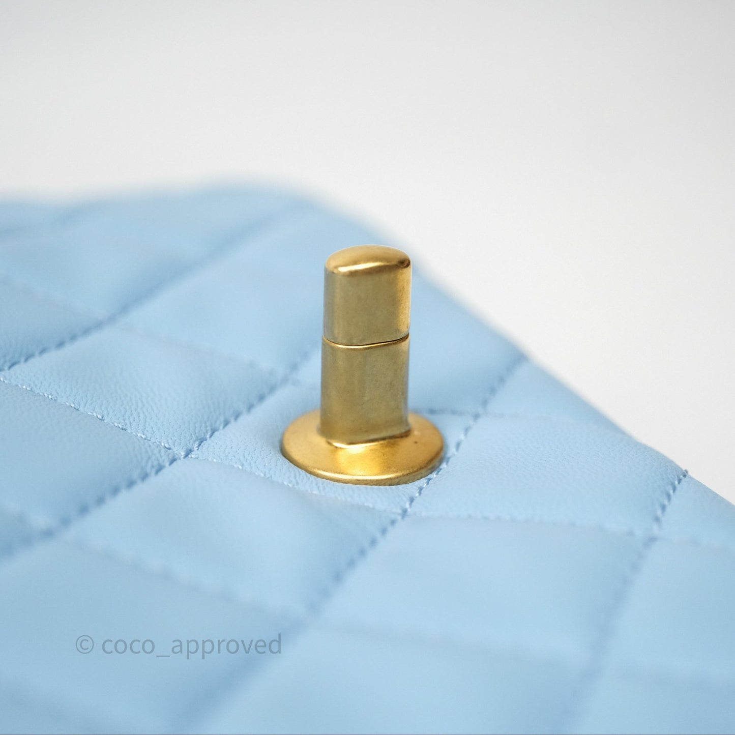Chanel Mini Rectangular Pearl Crush Quilted Blue Lambskin Aged Gold Hardware