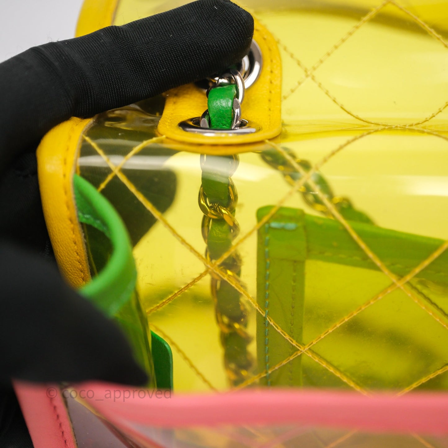 Chanel Coco Splash Flap Bag PVC Lambskin Pink/Yellow/Green Silver Hardware