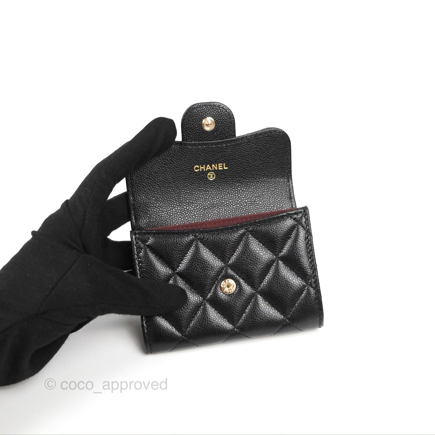 Chanel Classic Flap Coin Purse Black Caviar Gold Hardware