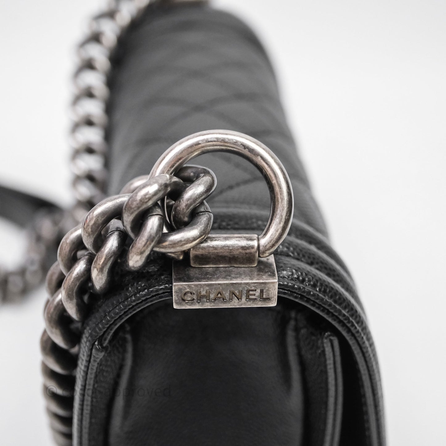 Chanel Small Boy Quilted Black Caviar Ruthenium Hardware