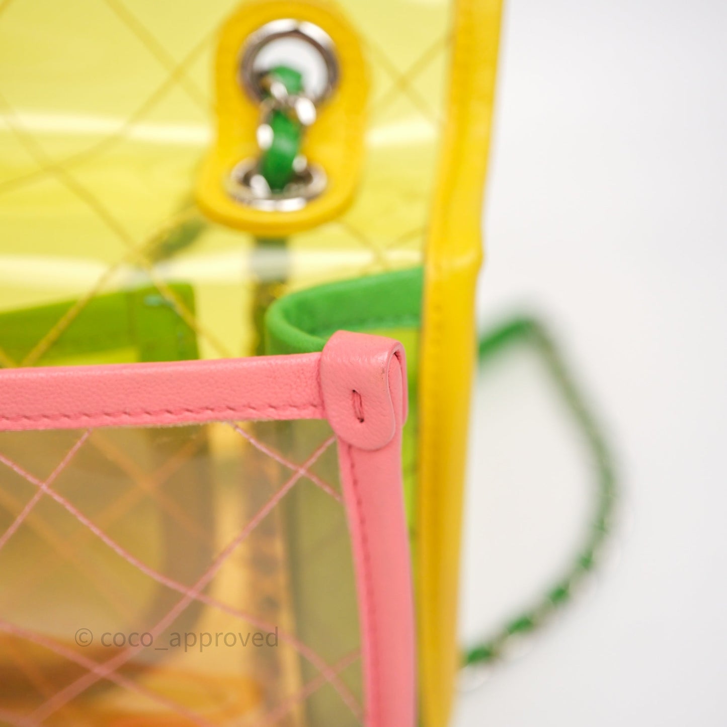 Chanel Coco Splash Flap Bag PVC Lambskin Pink/Yellow/Green Silver Hardware