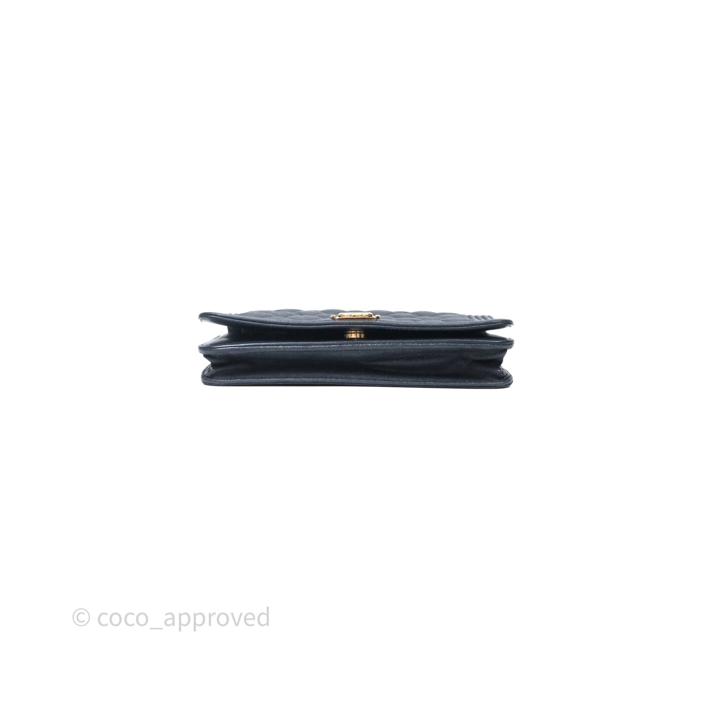 Chanel Boy Wallet on Chain Navy Caviar Light Gold Hardware