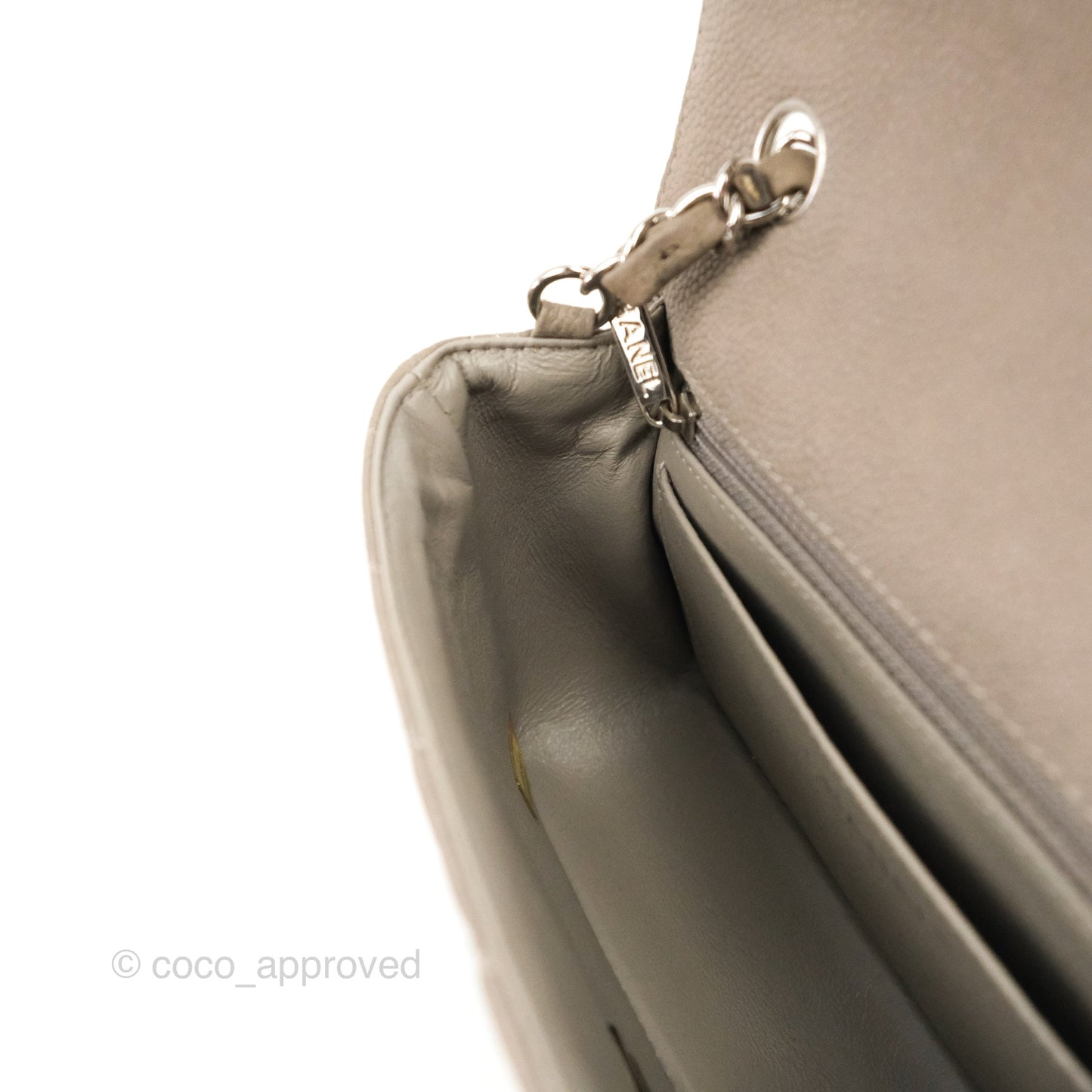 Chanel Quilted Mini Rectangular Flap Matte Earthy Grey Caviar Silver Hardware