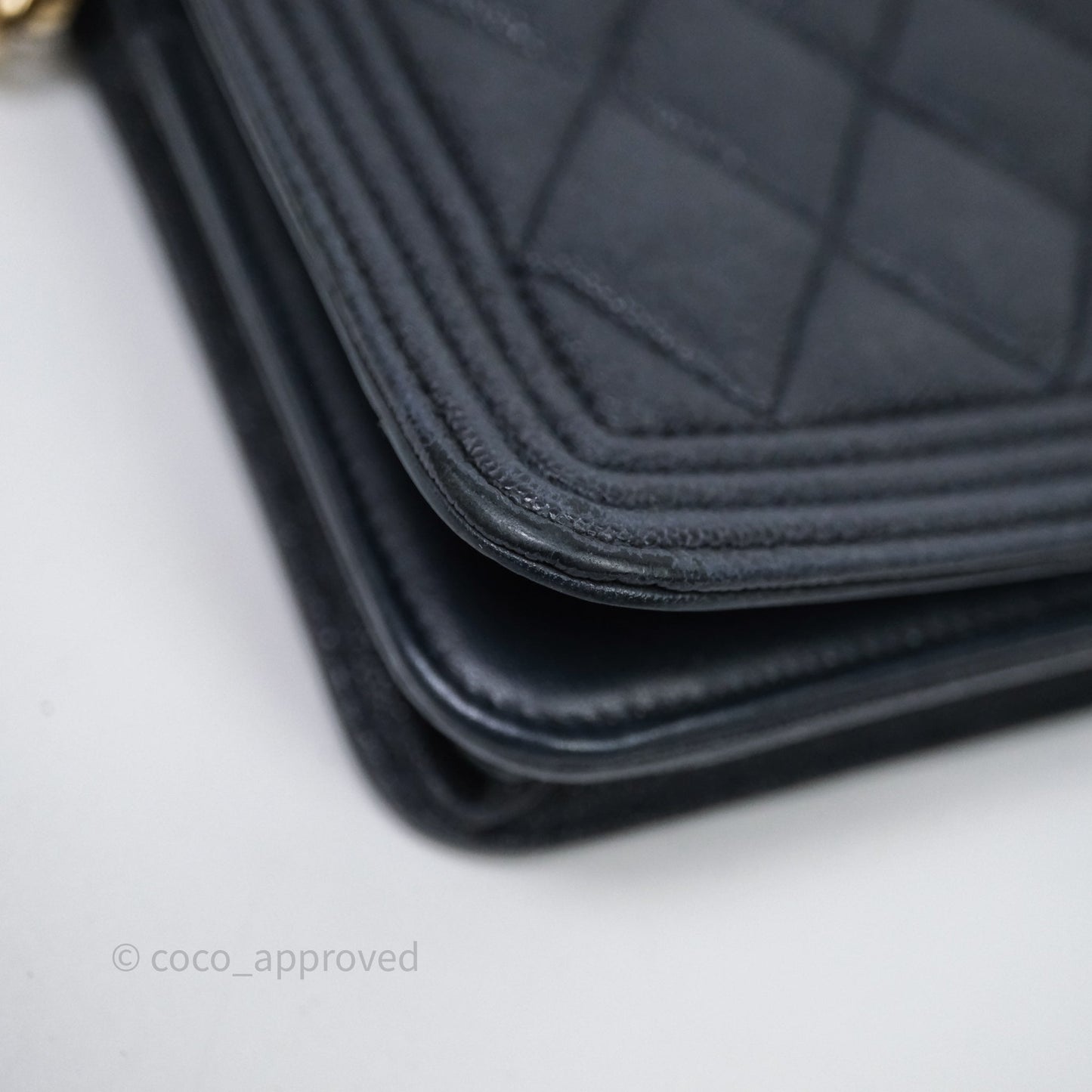 Chanel Boy Wallet on Chain Navy Caviar Light Gold Hardware