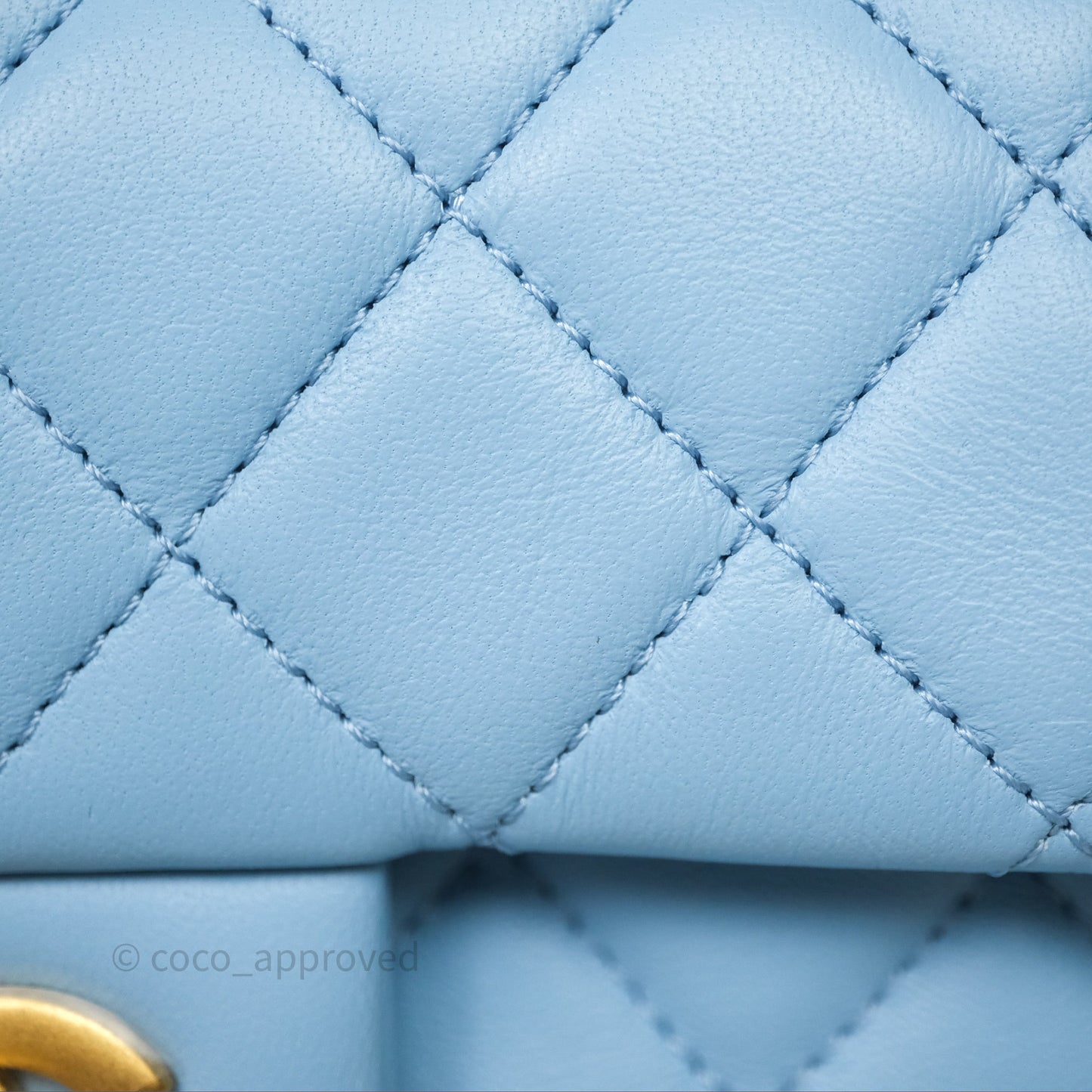 Chanel Mini Rectangular Pearl Crush Quilted Blue Lambskin Aged Gold Hardware