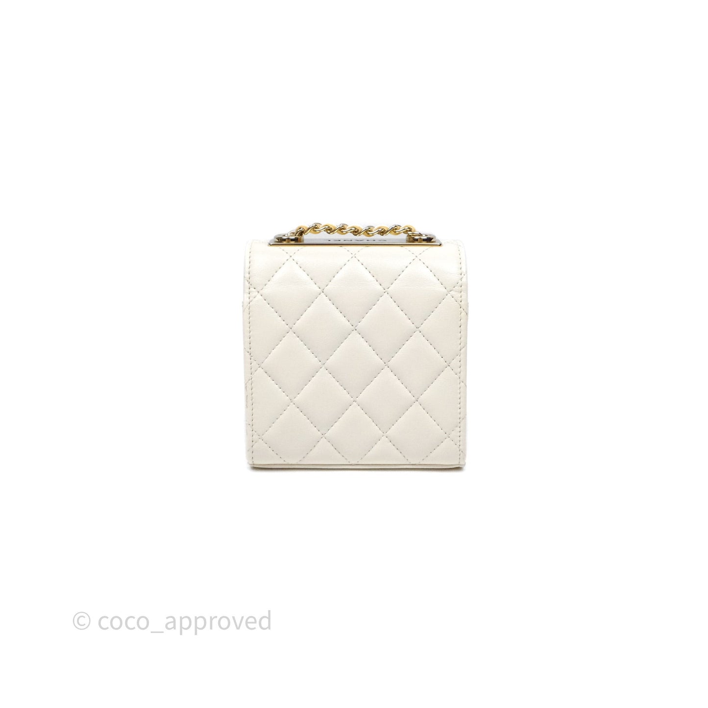 Chanel Mini Quilted Trendy CC Clutch With Chain White Lambskin Gold Hardware