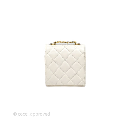 Chanel Mini Quilted Trendy CC Clutch With Chain White Lambskin Gold Hardware