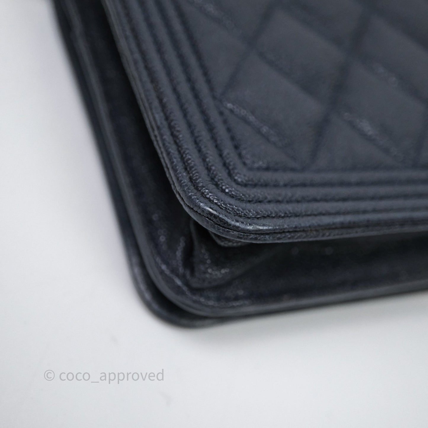 Chanel Boy Wallet on Chain Navy Caviar Light Gold Hardware