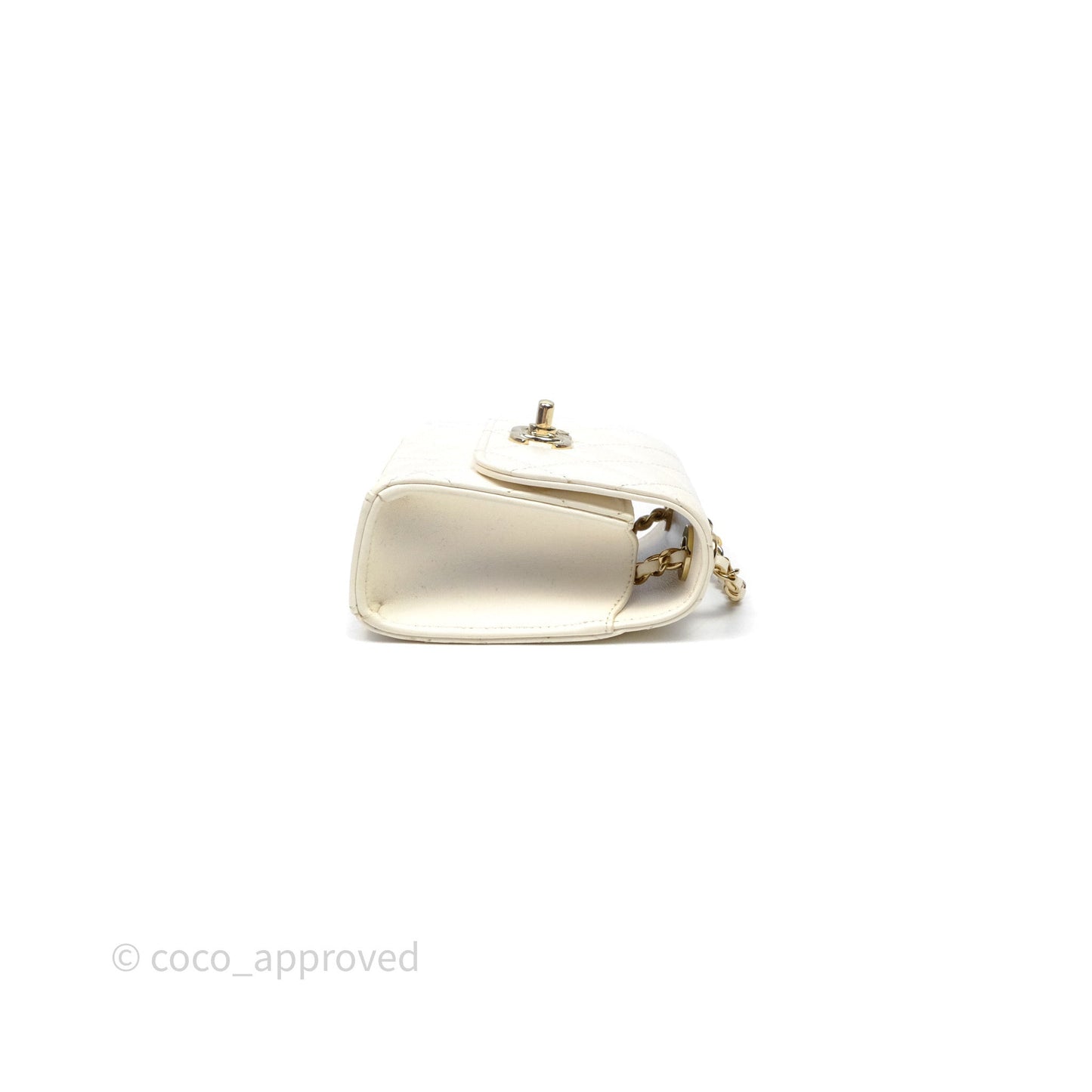 Chanel Mini Quilted Trendy CC Clutch With Chain White Lambskin Gold Hardware