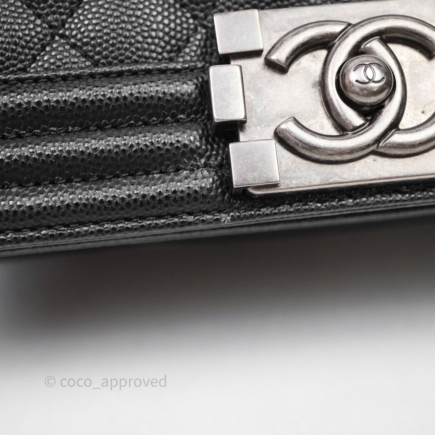 Chanel Small Boy Quilted Black Caviar Ruthenium Hardware