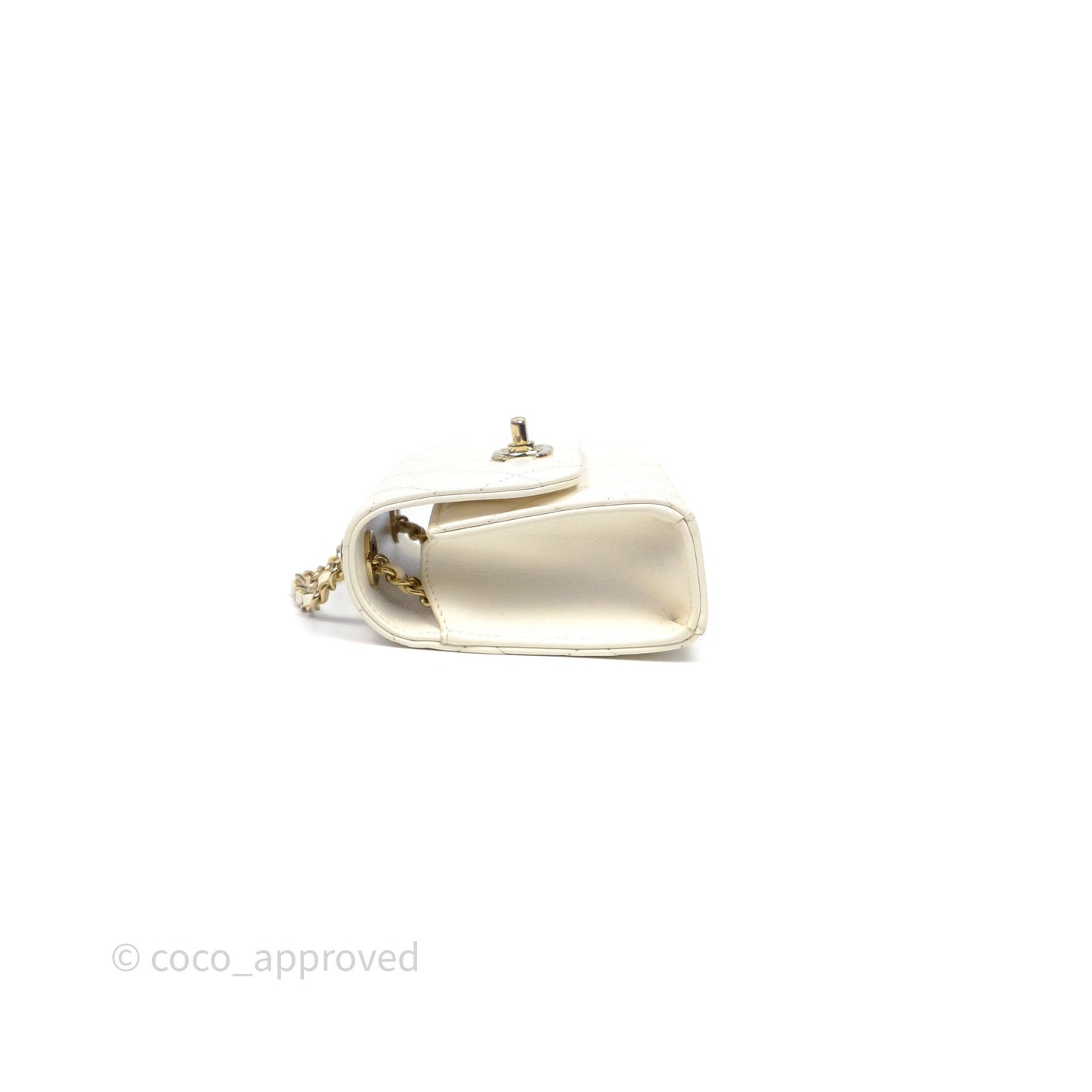 Chanel Mini Quilted Trendy CC Clutch With Chain White Lambskin Gold Hardware