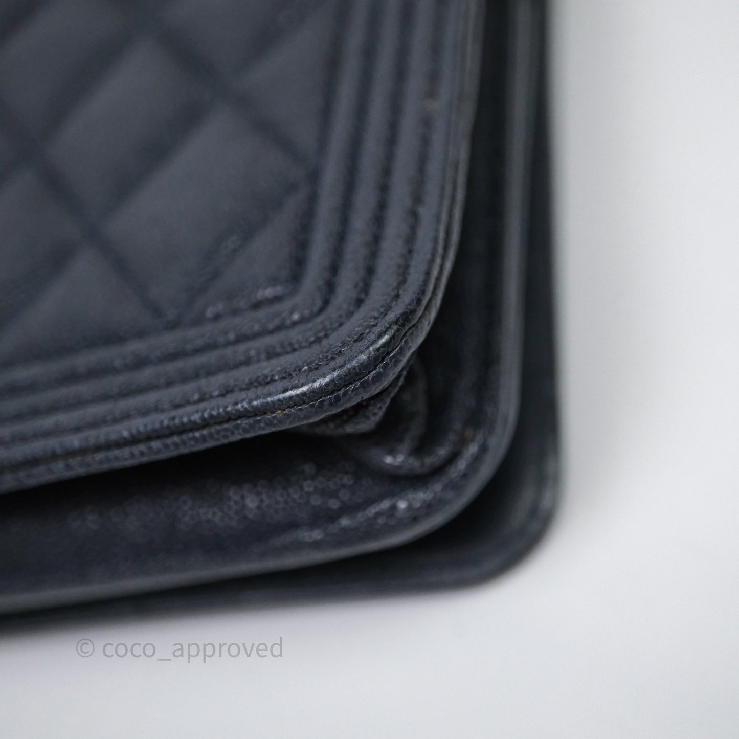 Chanel Boy Wallet on Chain Navy Caviar Light Gold Hardware