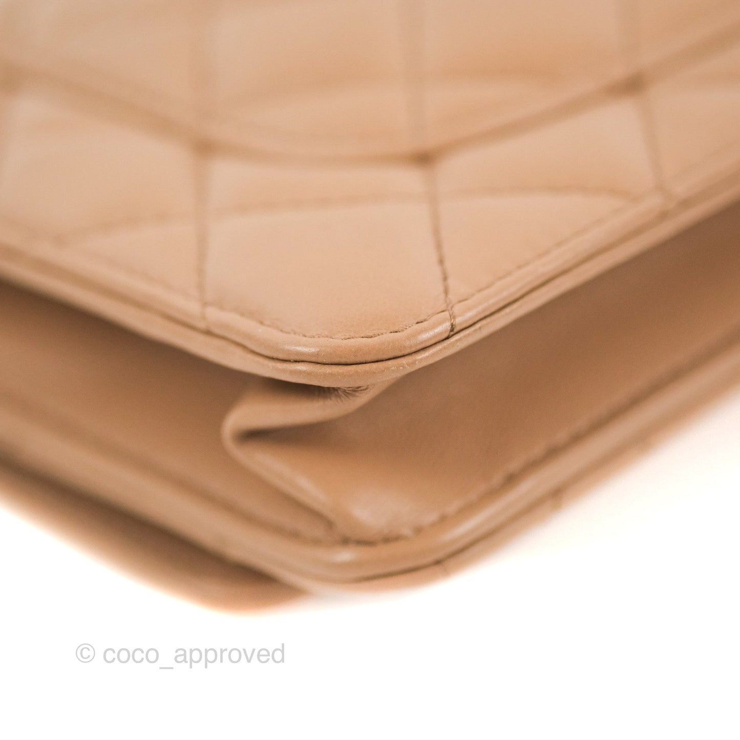 Chanel Quilted Wallet on Chain WOC Adjustable Chain Beige Lambskin Aged Gold Hardware 22K