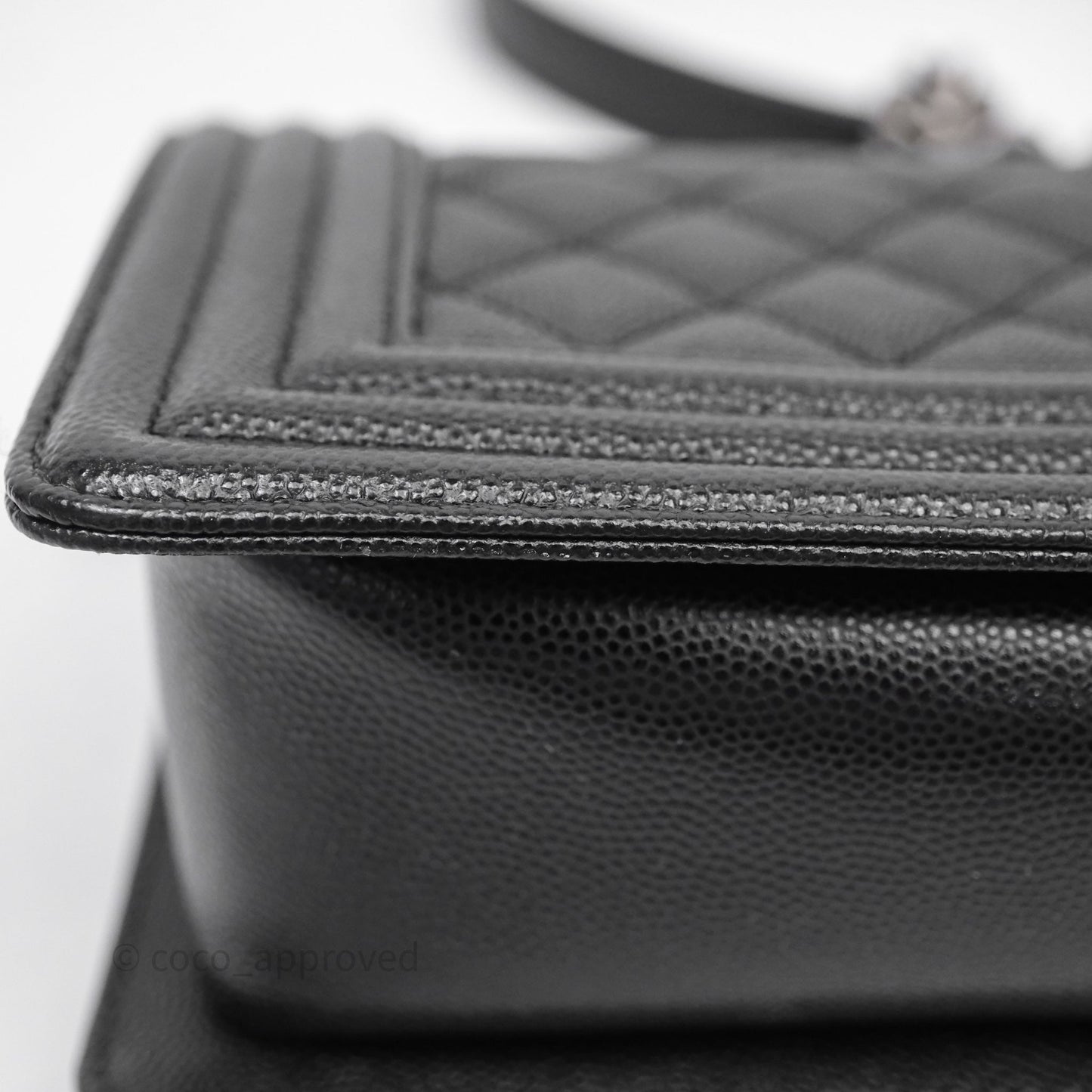 Chanel Small Boy Quilted Black Caviar Ruthenium Hardware