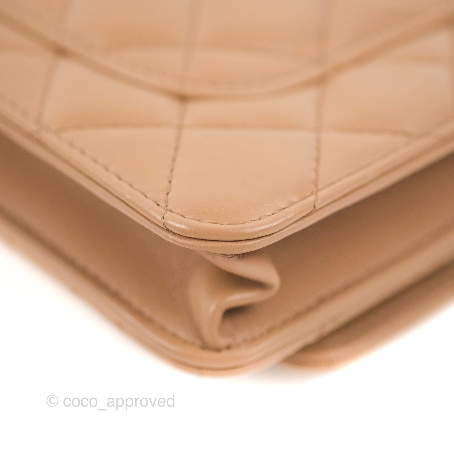 Chanel Quilted Wallet on Chain WOC Adjustable Chain Beige Lambskin Aged Gold Hardware 22K