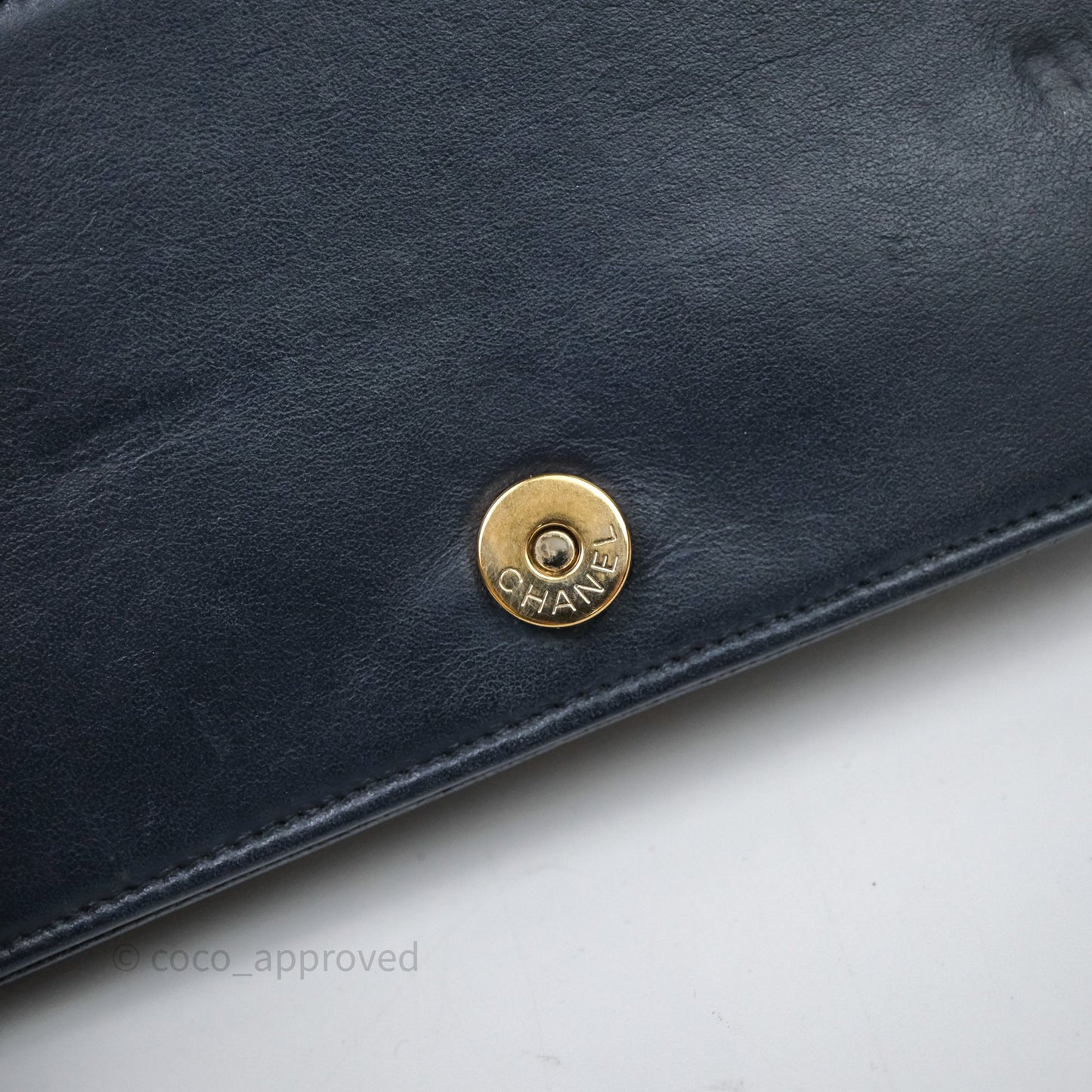 Chanel Boy Wallet on Chain Navy Caviar Light Gold Hardware