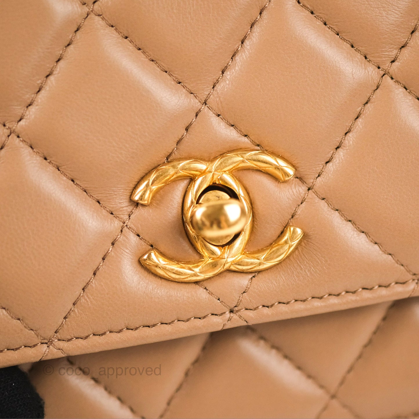 Chanel Quilted Wallet on Chain WOC Adjustable Chain Beige Lambskin Aged Gold Hardware 22K