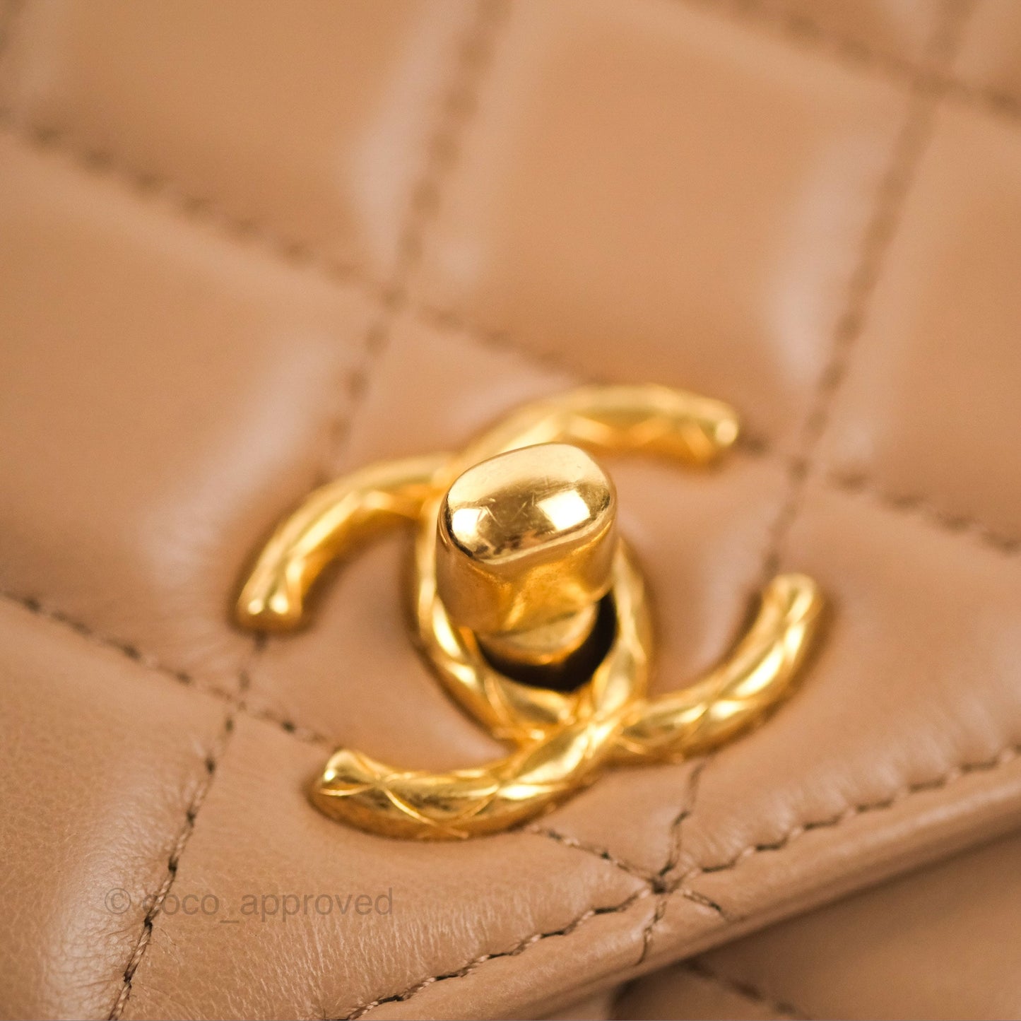 Chanel Quilted Wallet on Chain WOC Adjustable Chain Beige Lambskin Aged Gold Hardware 22K