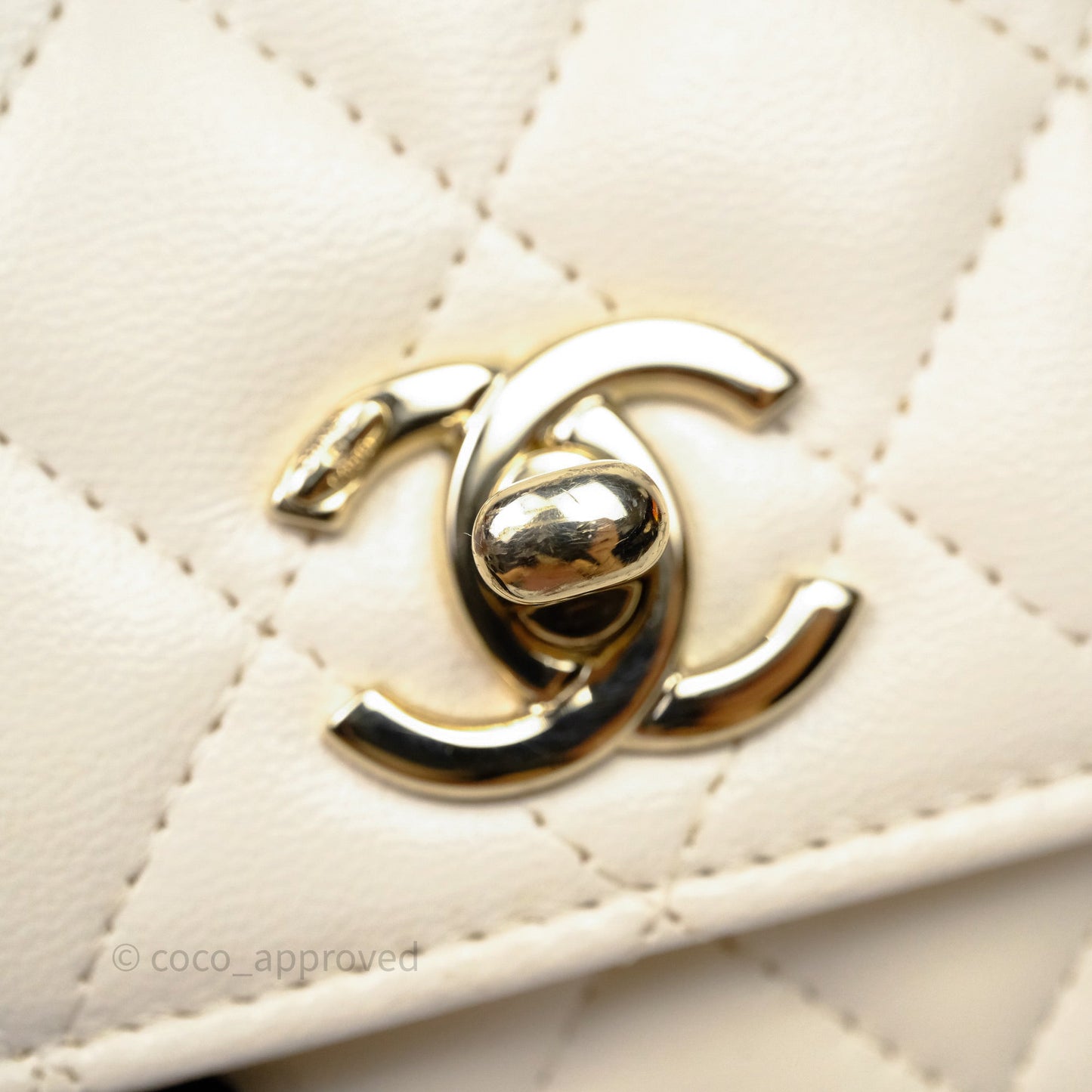 Chanel Mini Quilted Trendy CC Clutch With Chain White Lambskin Gold Hardware