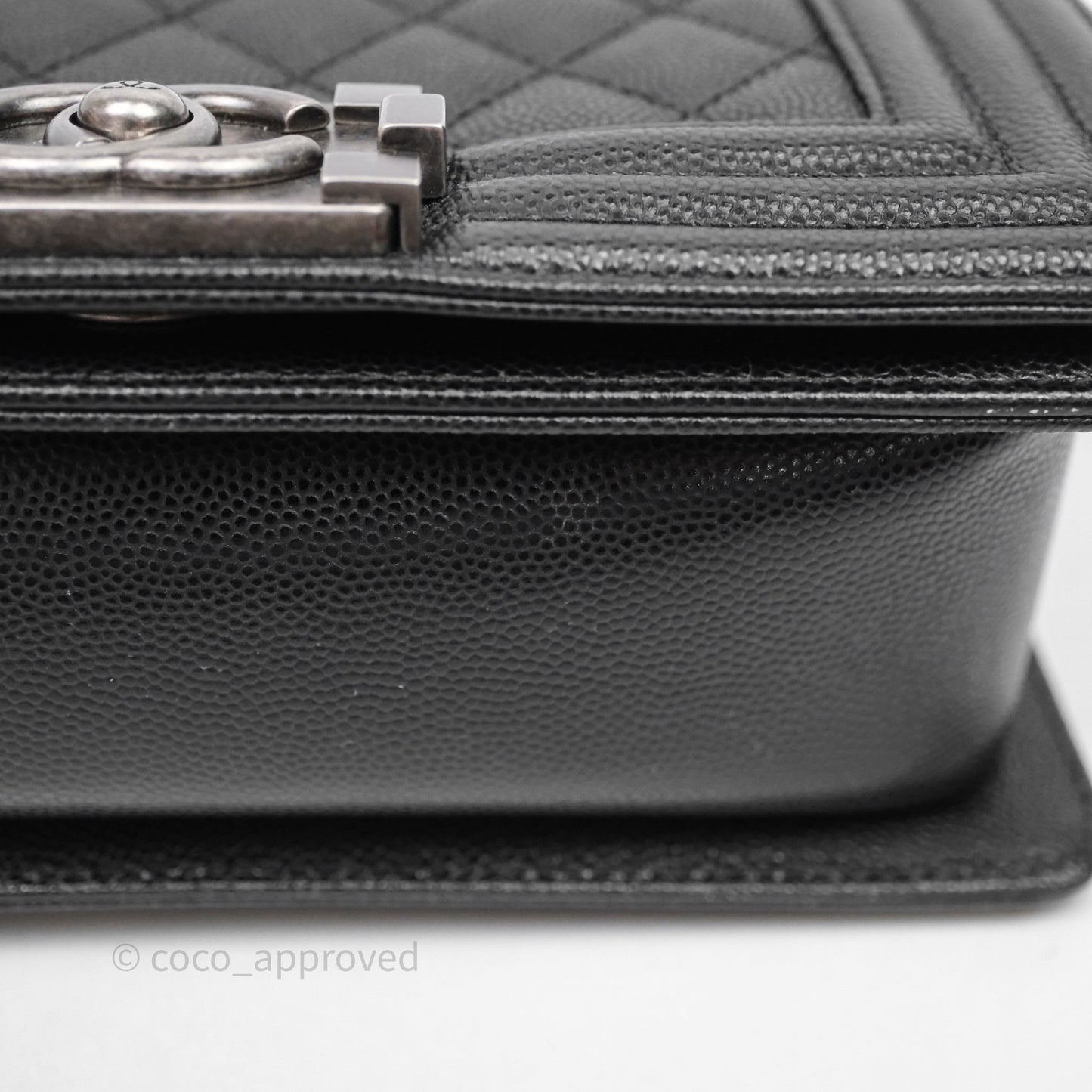 Chanel Small Boy Quilted Black Caviar Ruthenium Hardware
