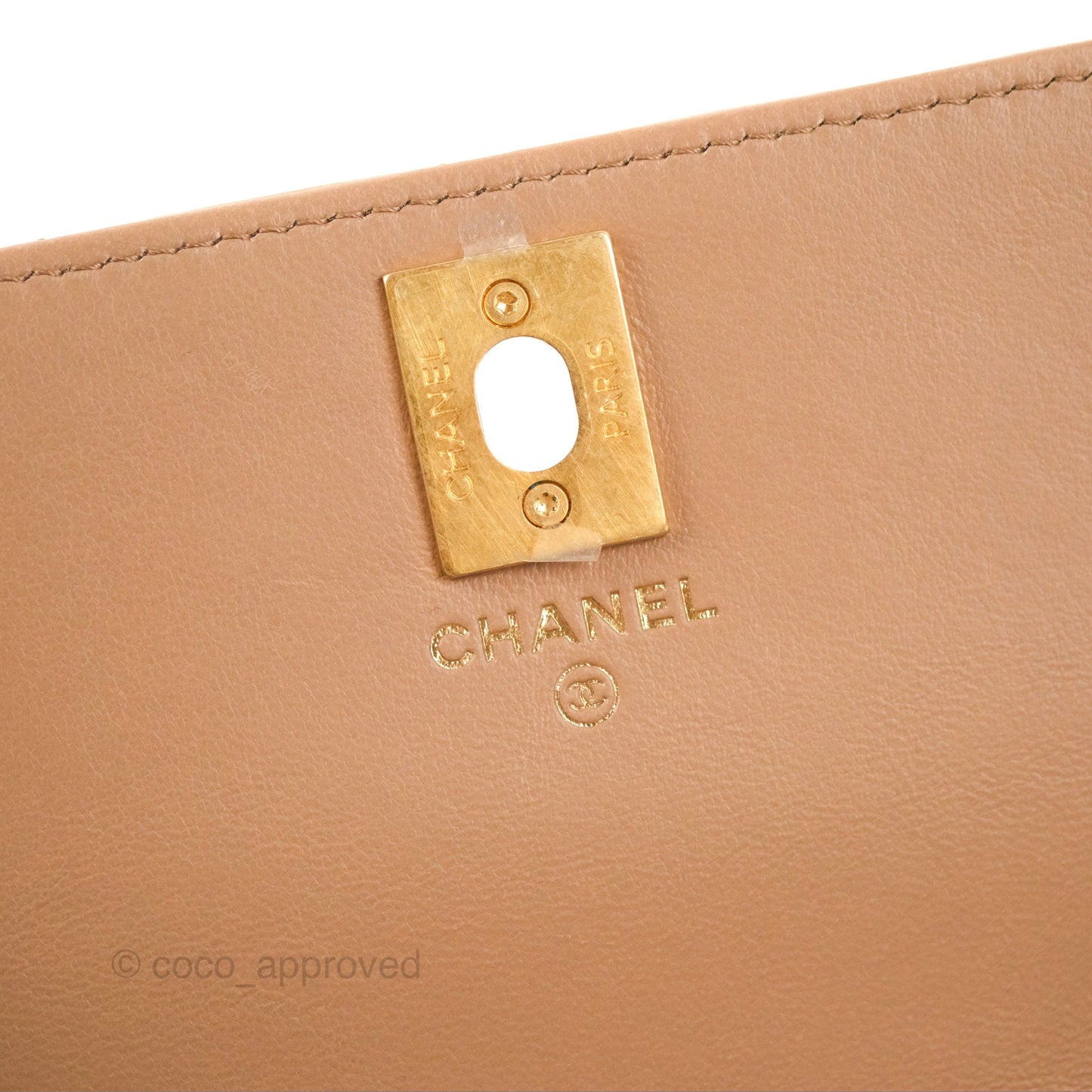 Chanel Quilted Wallet on Chain WOC Adjustable Chain Beige Lambskin Aged Gold Hardware 22K