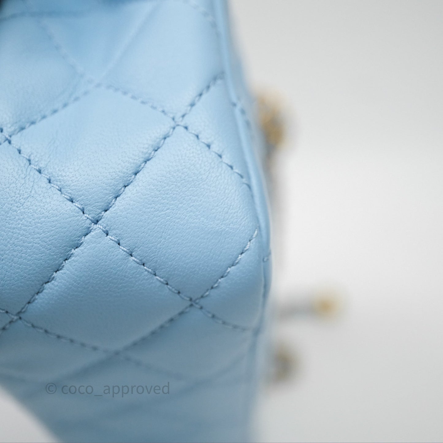 Chanel Mini Rectangular Pearl Crush Quilted Blue Lambskin Aged Gold Hardware