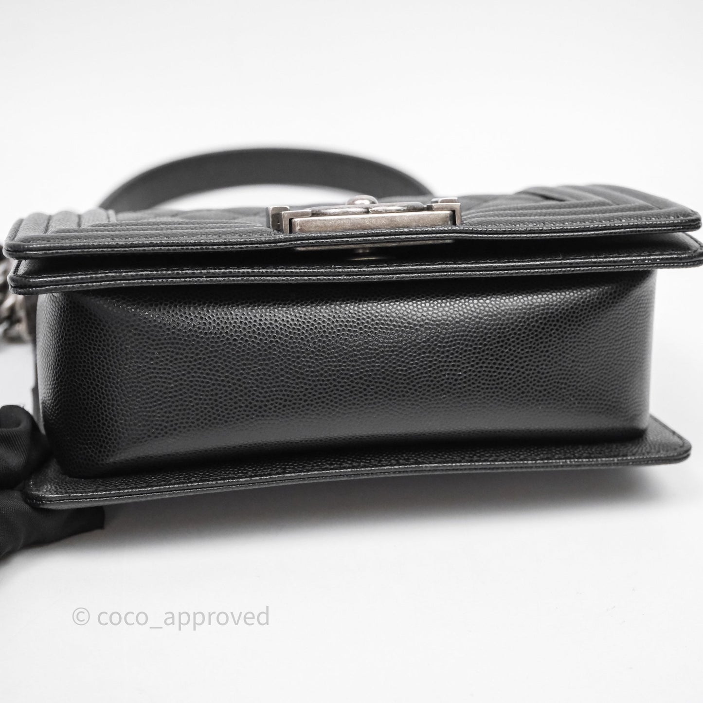 Chanel Small Boy Quilted Black Caviar Ruthenium Hardware