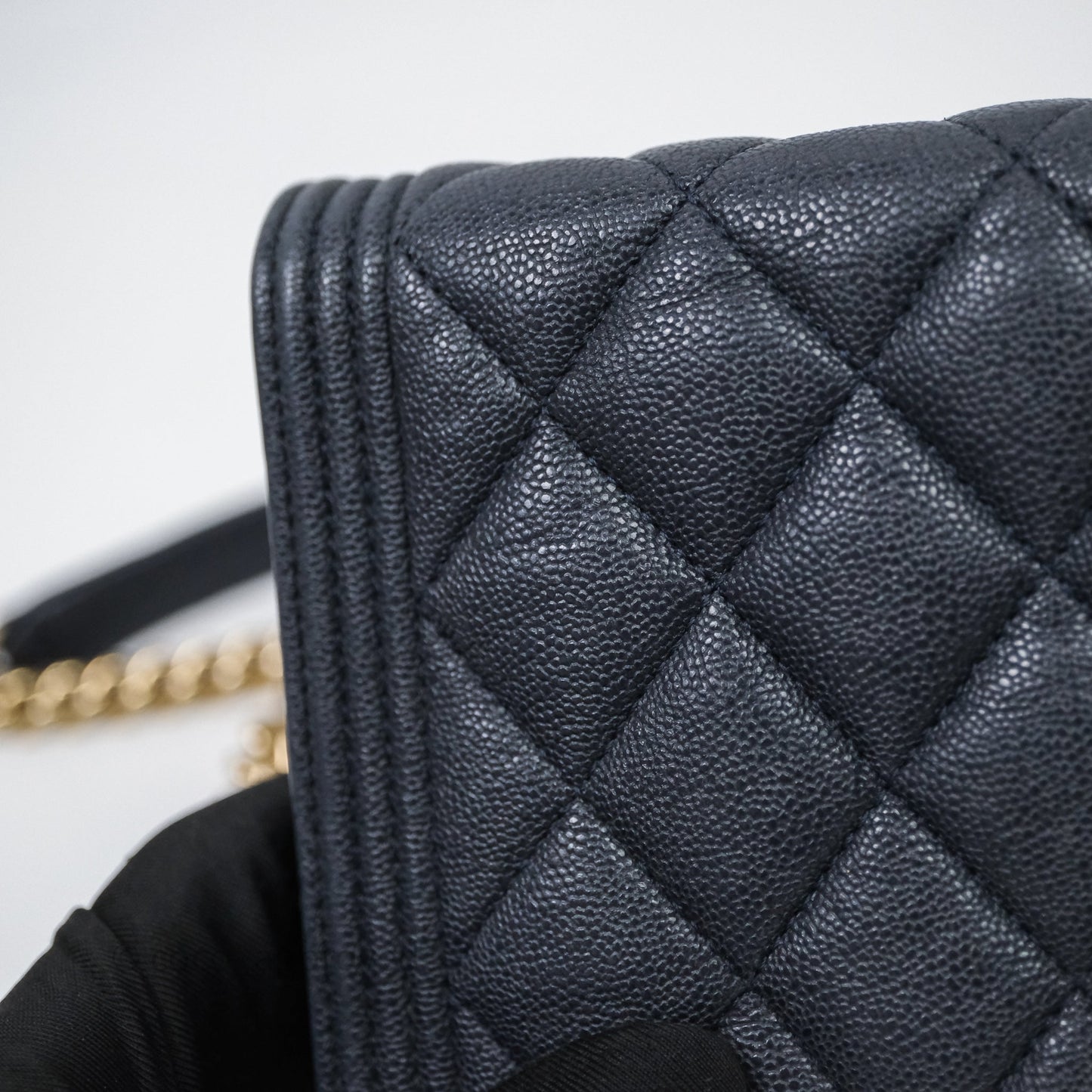 Chanel Boy Wallet on Chain Navy Caviar Light Gold Hardware
