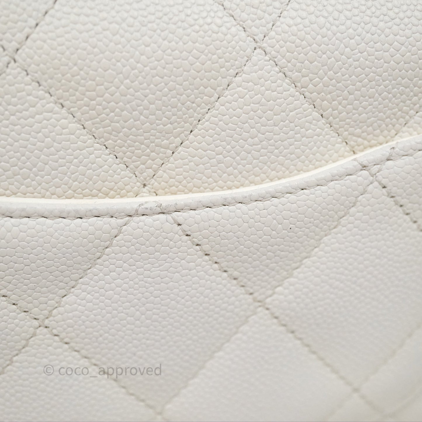Chanel Mini Flap Bag Heart Adjustable Chain White Caviar Aged Gold Hardware