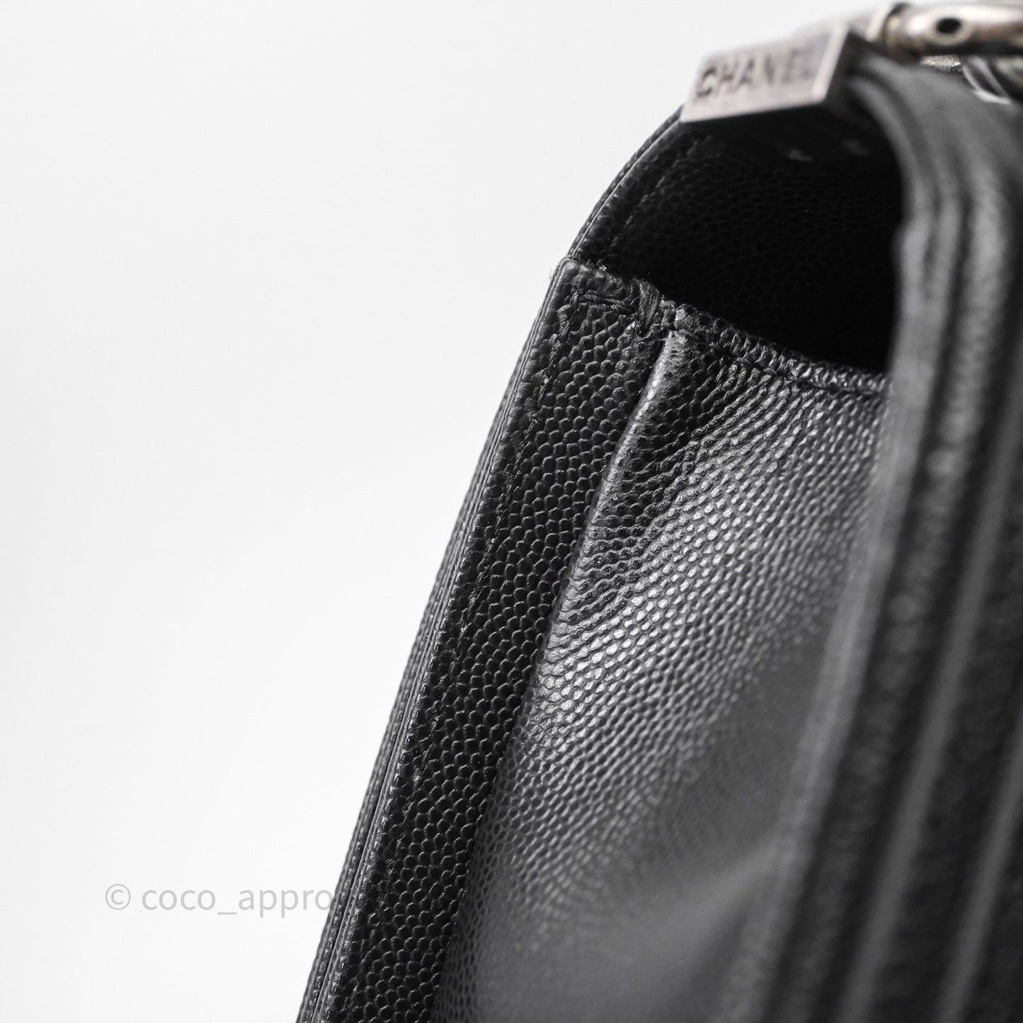 Chanel Small Boy Quilted Black Caviar Ruthenium Hardware