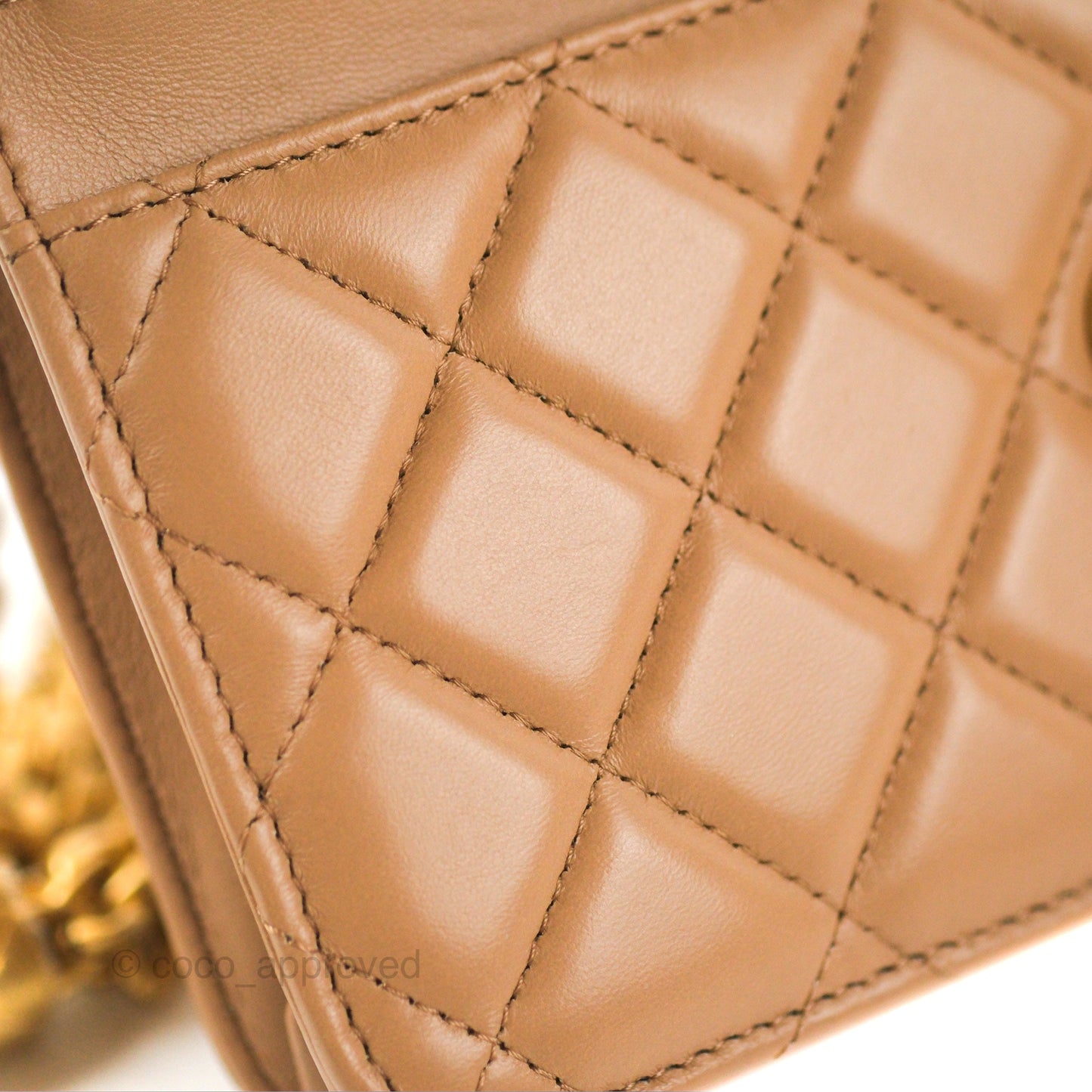 Chanel Quilted Wallet on Chain WOC Adjustable Chain Beige Lambskin Aged Gold Hardware 22K