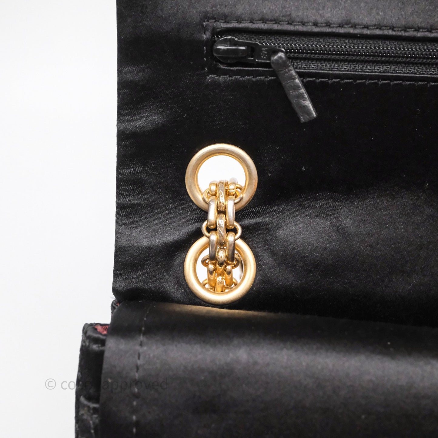 Chanel 2.55 Reissue East West Double Flap Black Satin Croc Aged Gold Hardware