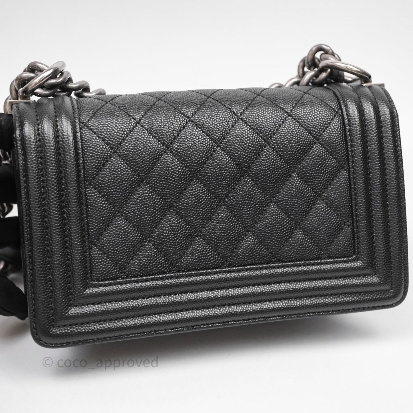 Chanel Small Boy Quilted Black Caviar Ruthenium Hardware