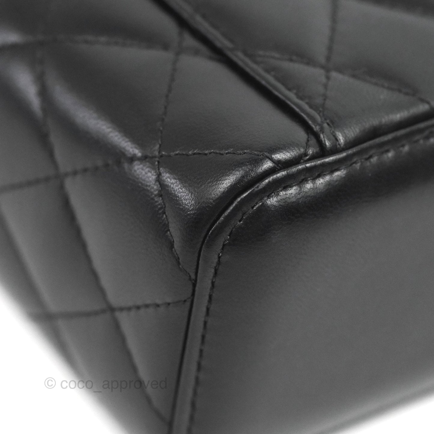 Chanel Mini Top Handle Vanity With Chain Black Lambskin Aged Gold Hardware