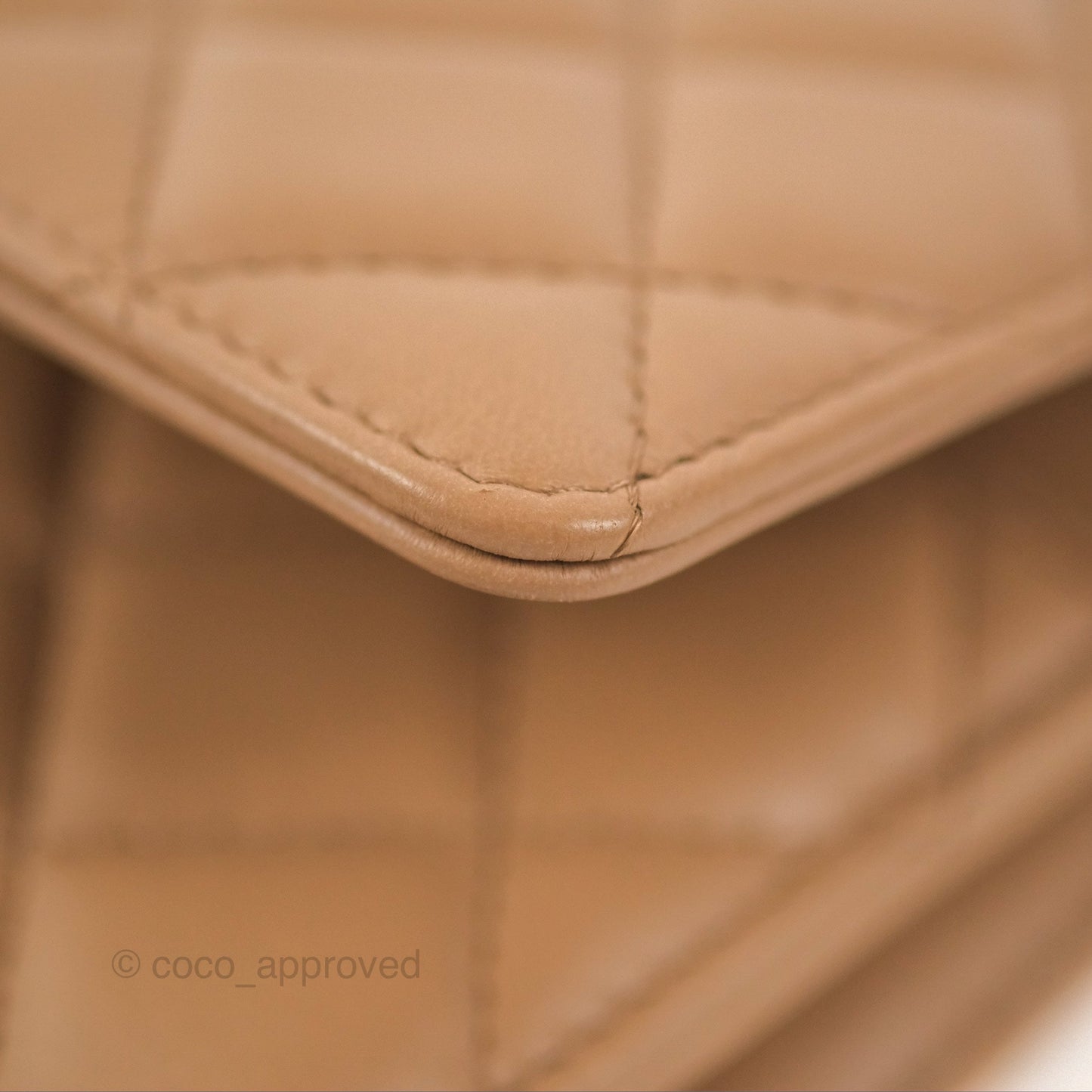 Chanel Quilted Wallet on Chain WOC Adjustable Chain Beige Lambskin Aged Gold Hardware 22K