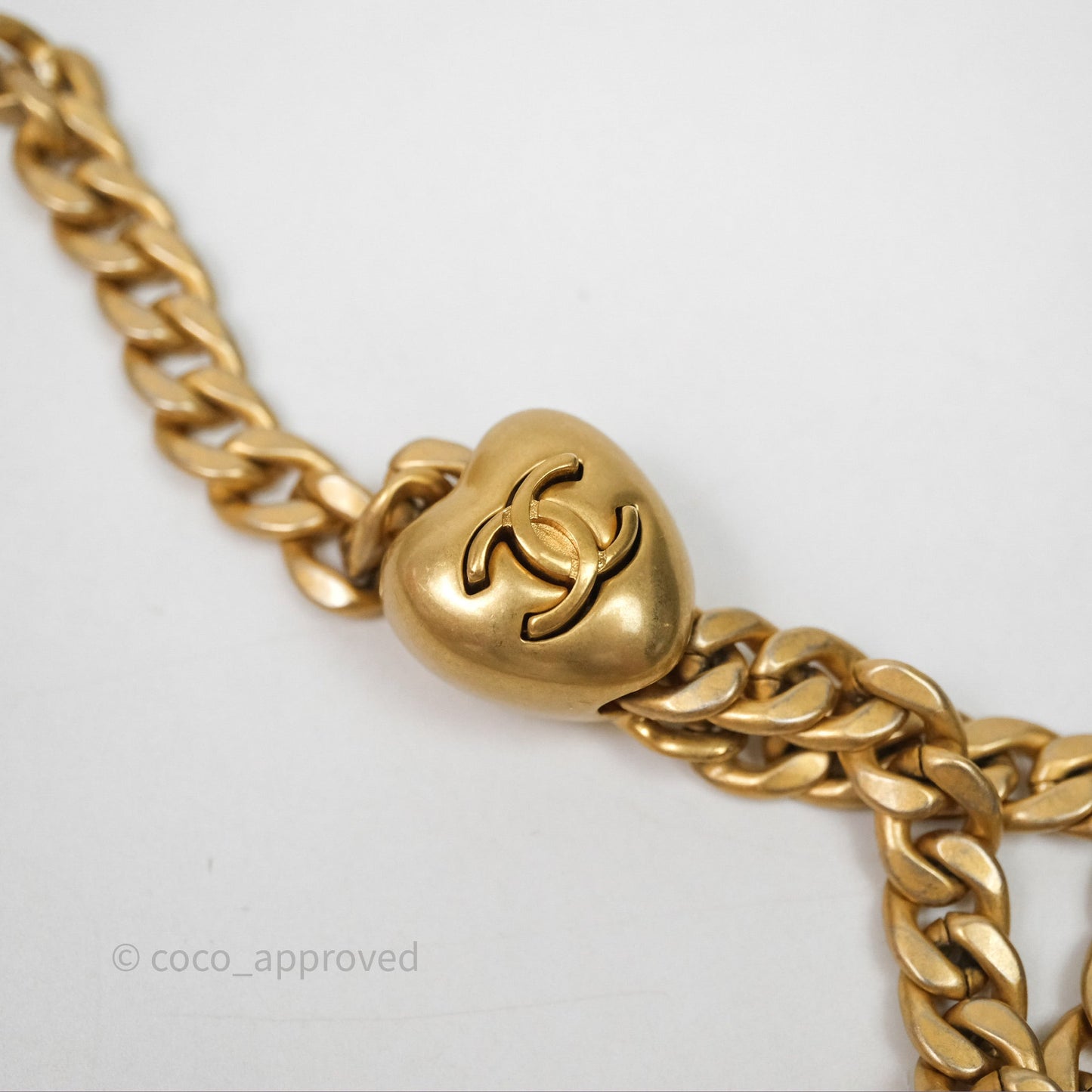 Chanel Mini Flap Bag Heart Adjustable Chain White Caviar Aged Gold Hardware