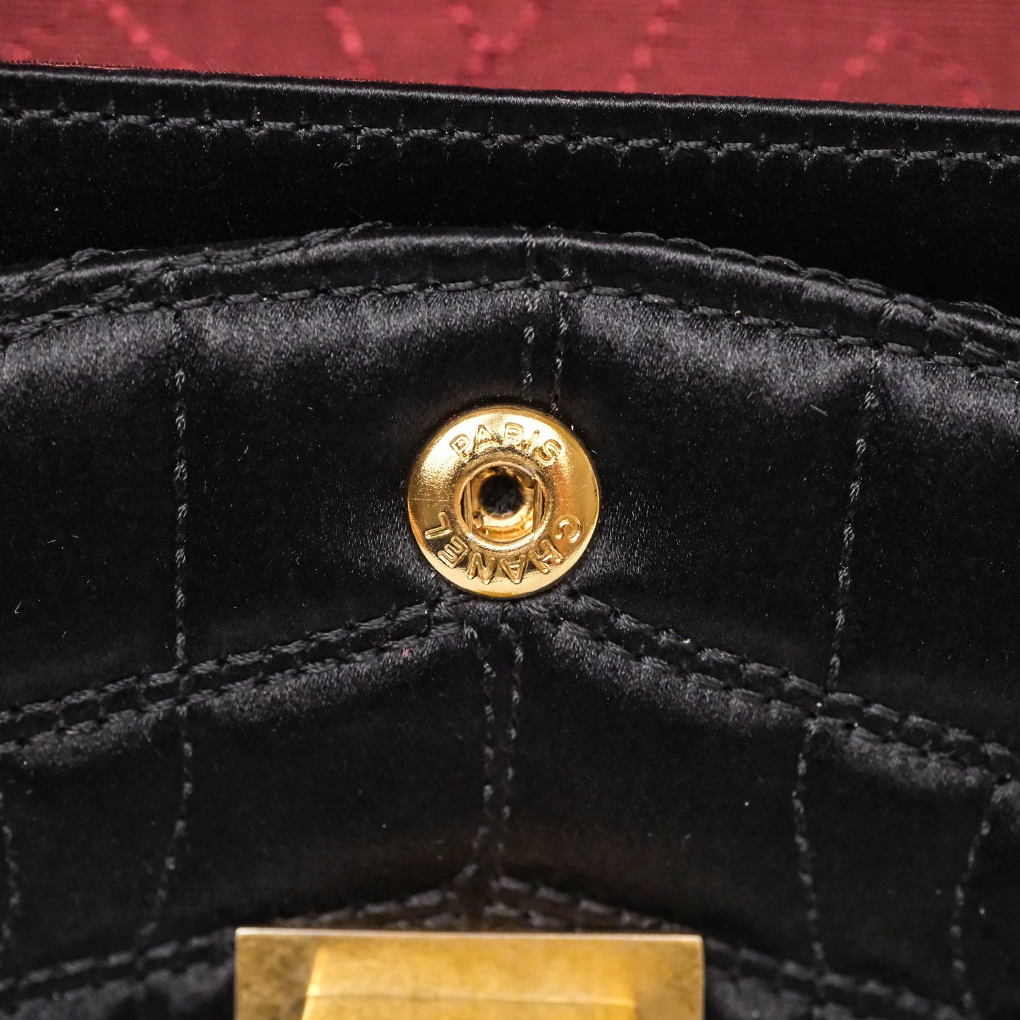 Chanel 2.55 Reissue East West Double Flap Black Satin Croc Aged Gold Hardware
