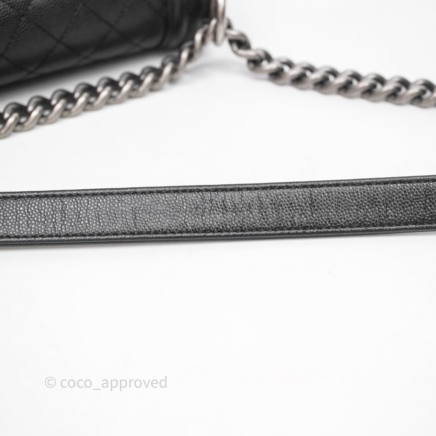 Chanel Small Boy Quilted Black Caviar Ruthenium Hardware