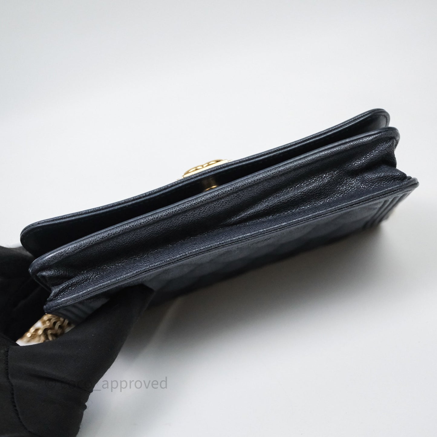 Chanel Boy Wallet on Chain Navy Caviar Light Gold Hardware