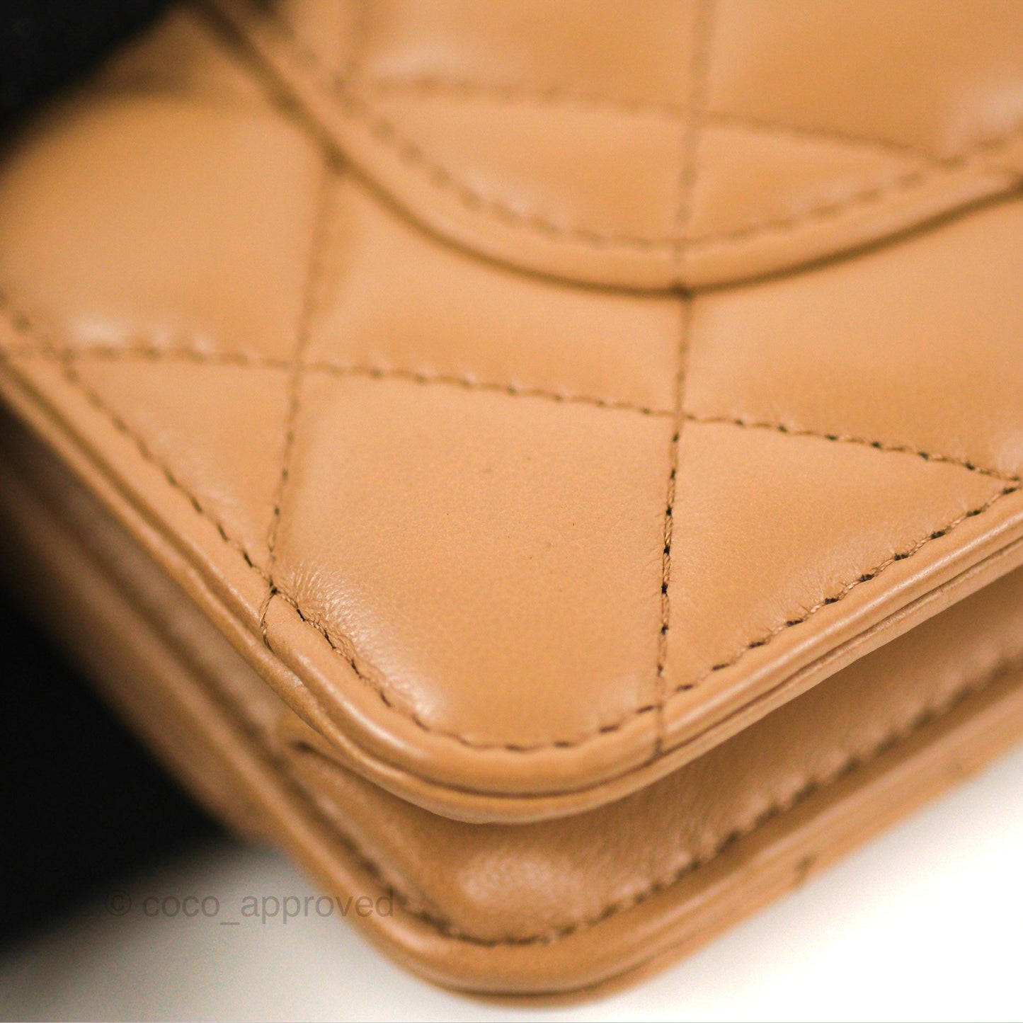 Chanel Quilted Wallet on Chain WOC Adjustable Chain Beige Lambskin Aged Gold Hardware 22K
