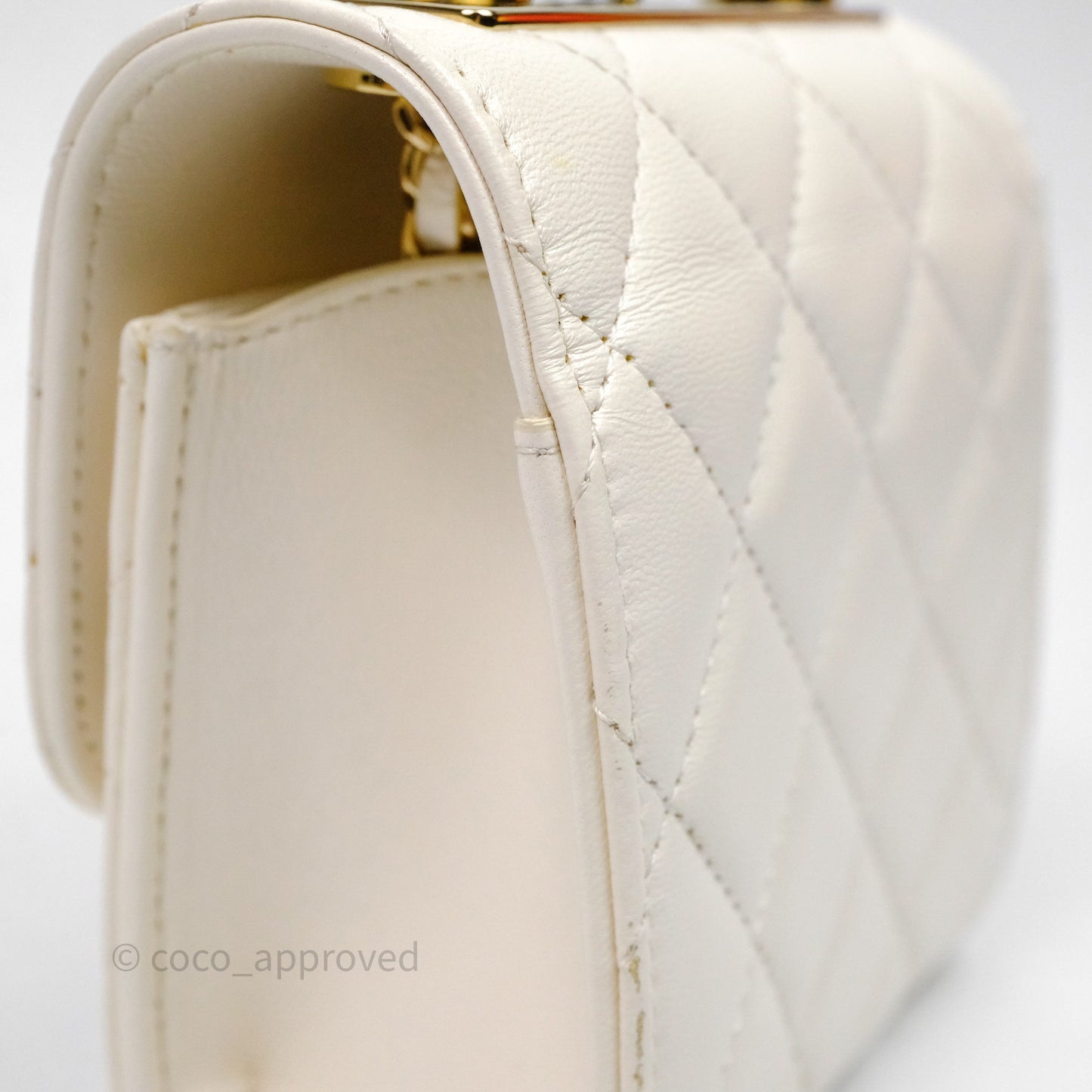 Chanel Mini Quilted Trendy CC Clutch With Chain White Lambskin Gold Hardware