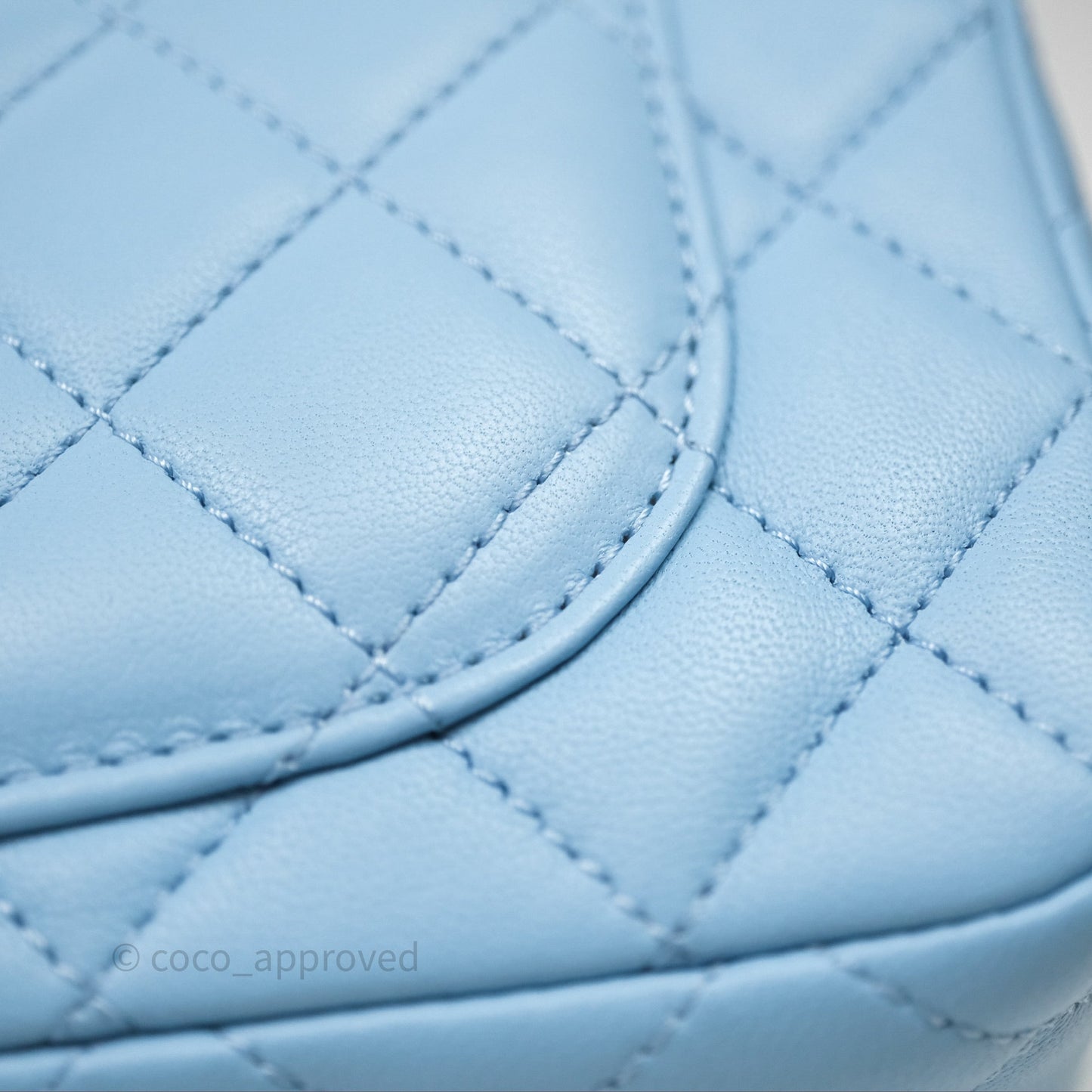 Chanel Mini Rectangular Pearl Crush Quilted Blue Lambskin Aged Gold Hardware
