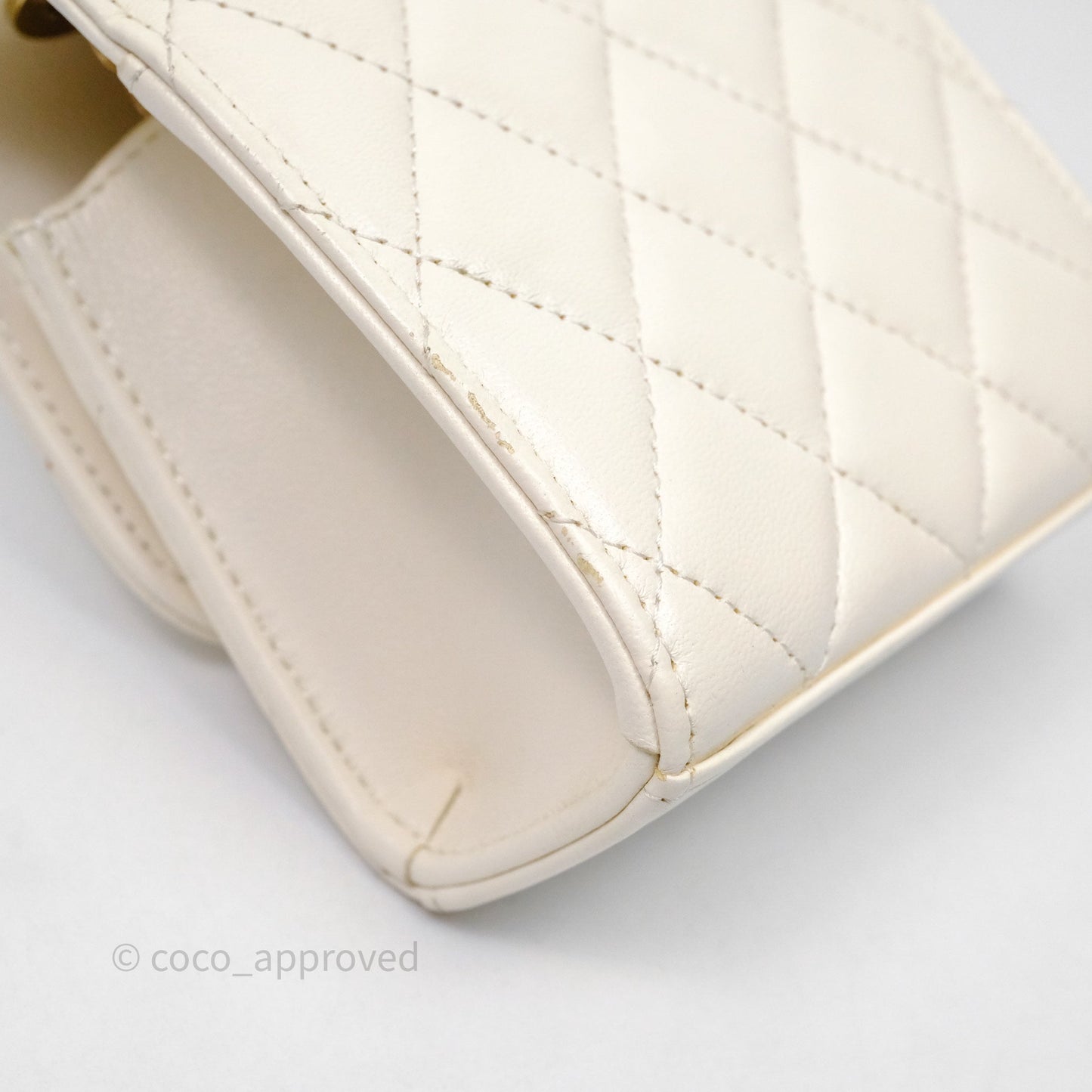 Chanel Mini Quilted Trendy CC Clutch With Chain White Lambskin Gold Hardware