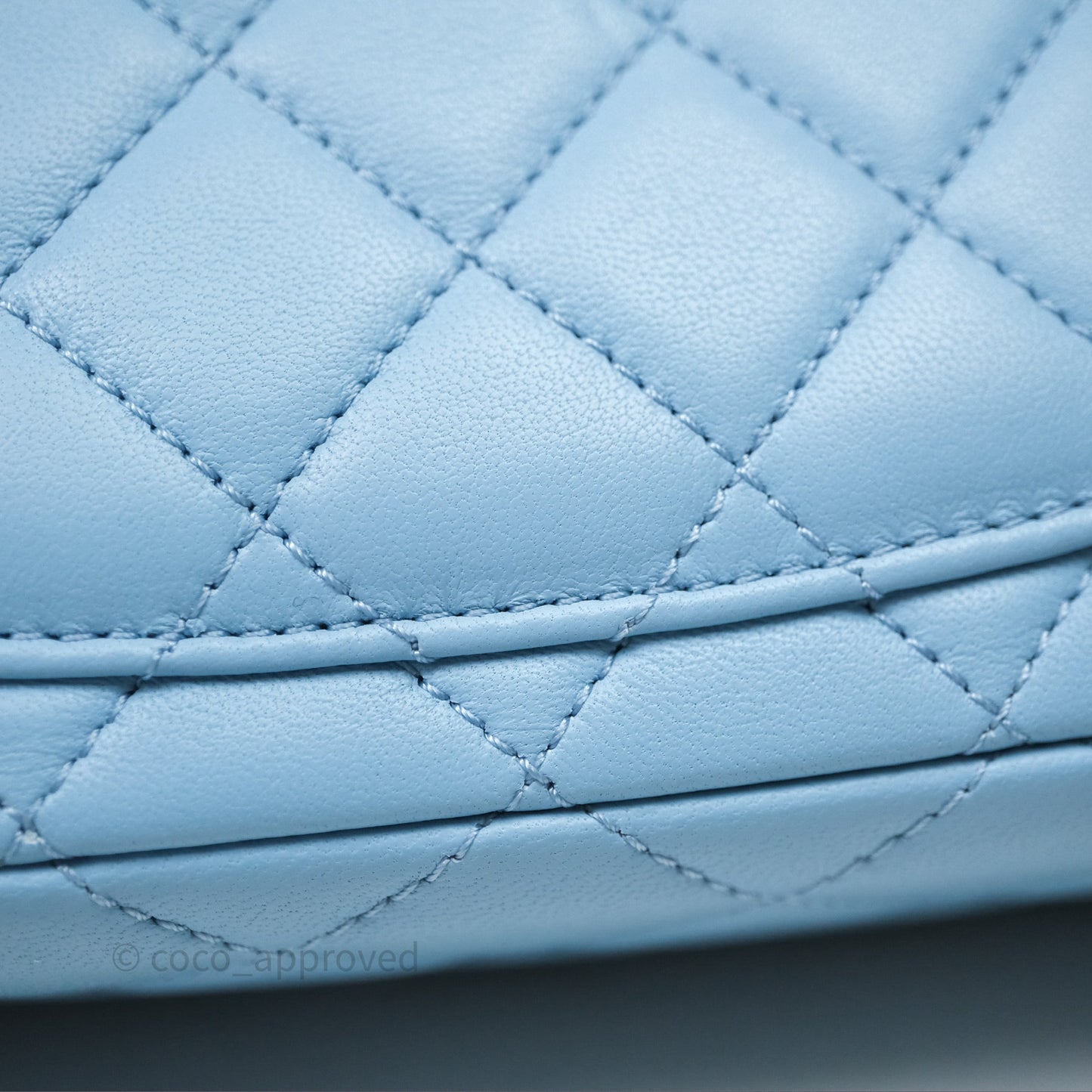Chanel Mini Rectangular Pearl Crush Quilted Blue Lambskin Aged Gold Hardware