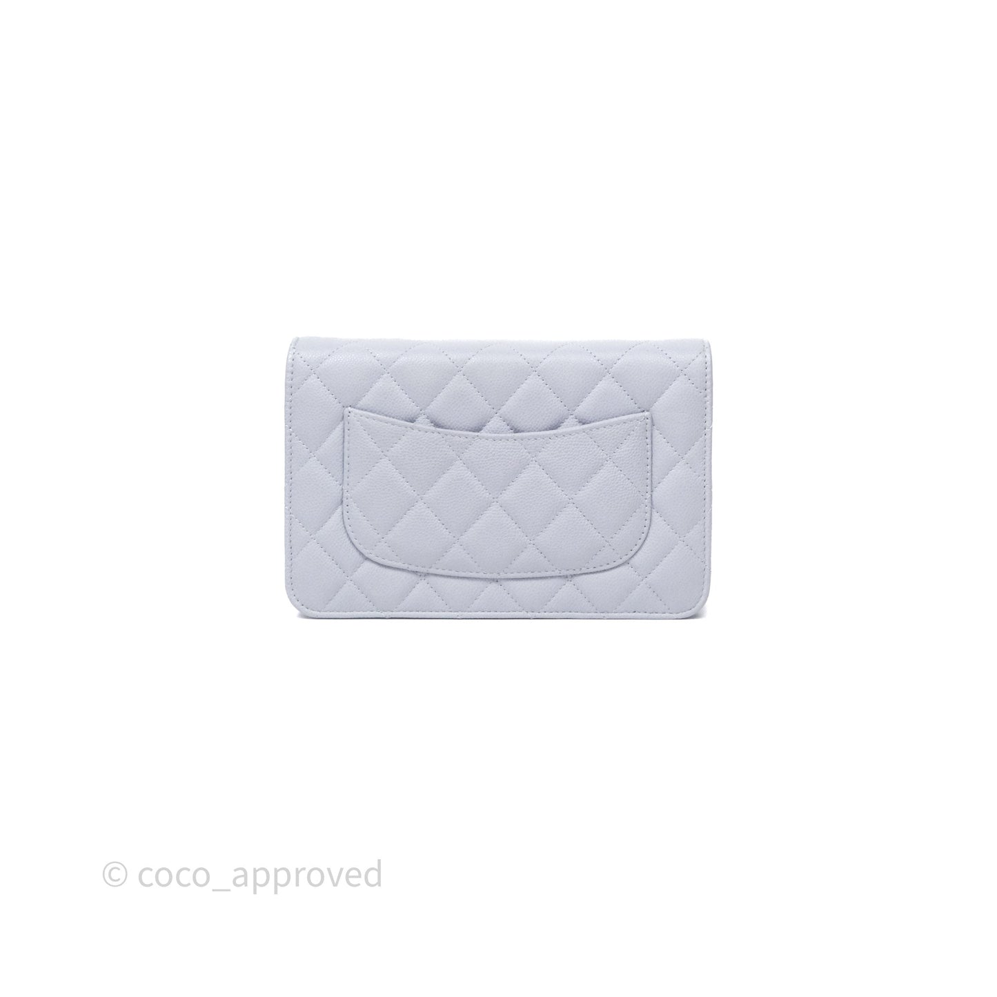 Chanel Quilted Classic Wallet on Chain WOC Light Blue Caviar Silver Hardware