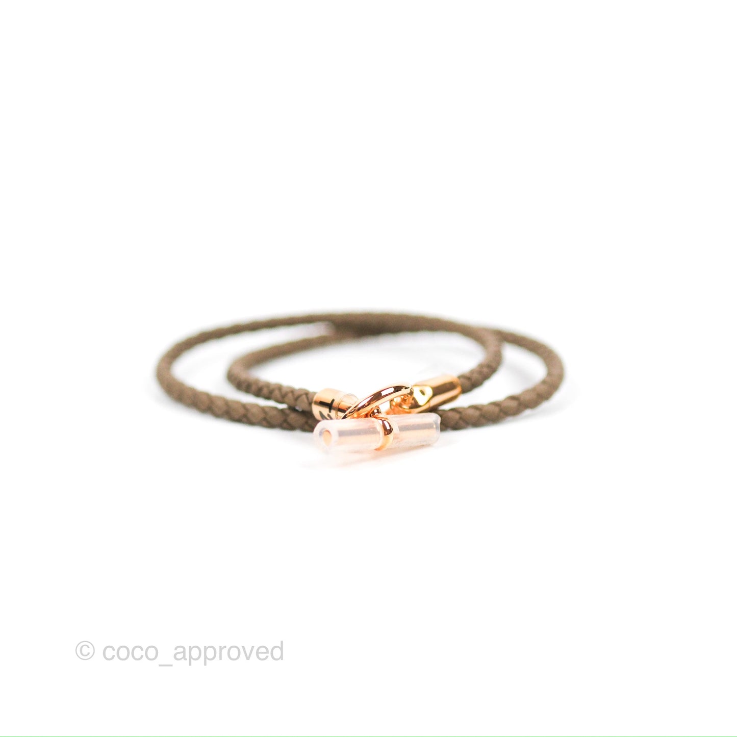 Hermes Glenan Double Tour Bracelet Étoupe Rose Gold Hardware